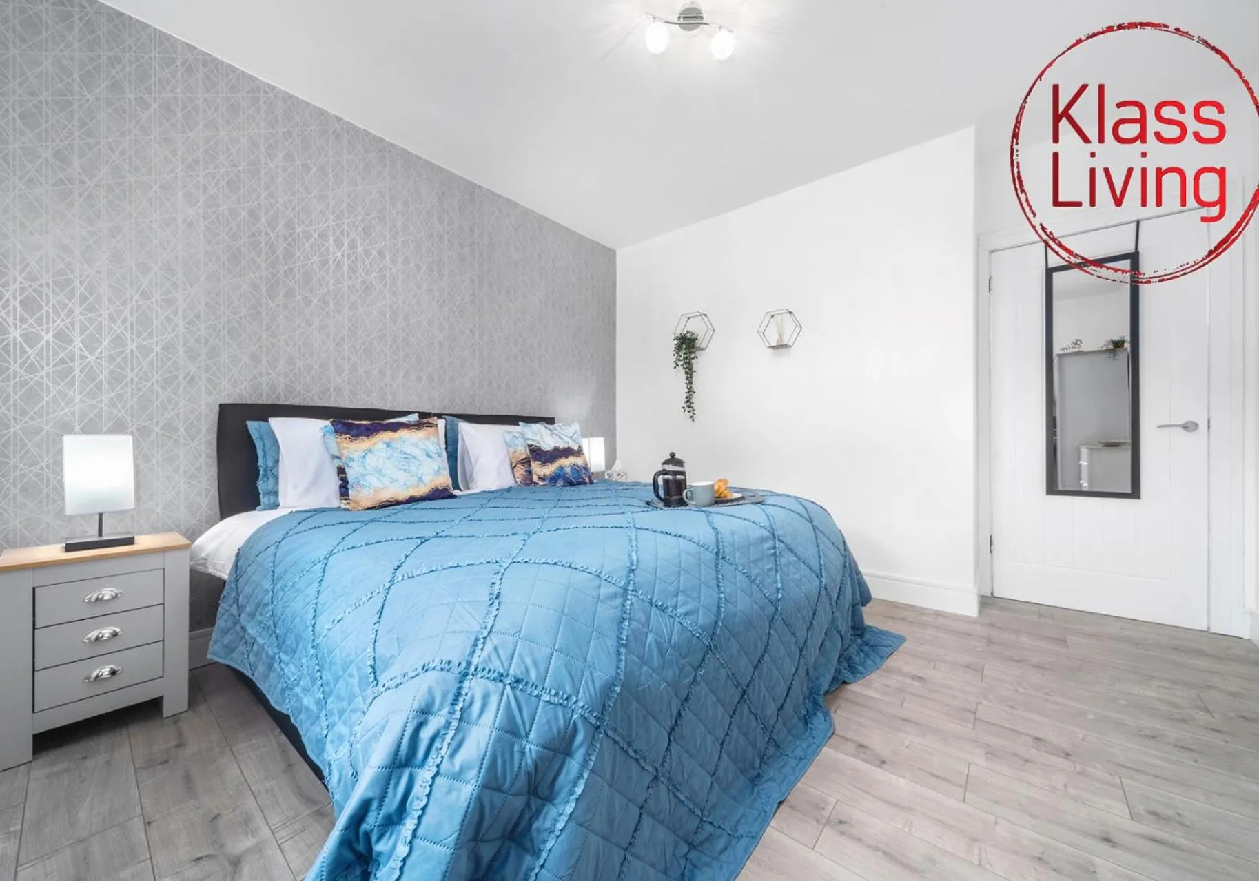 Bed in Sanderson Apartment by Klass Living Uddingston