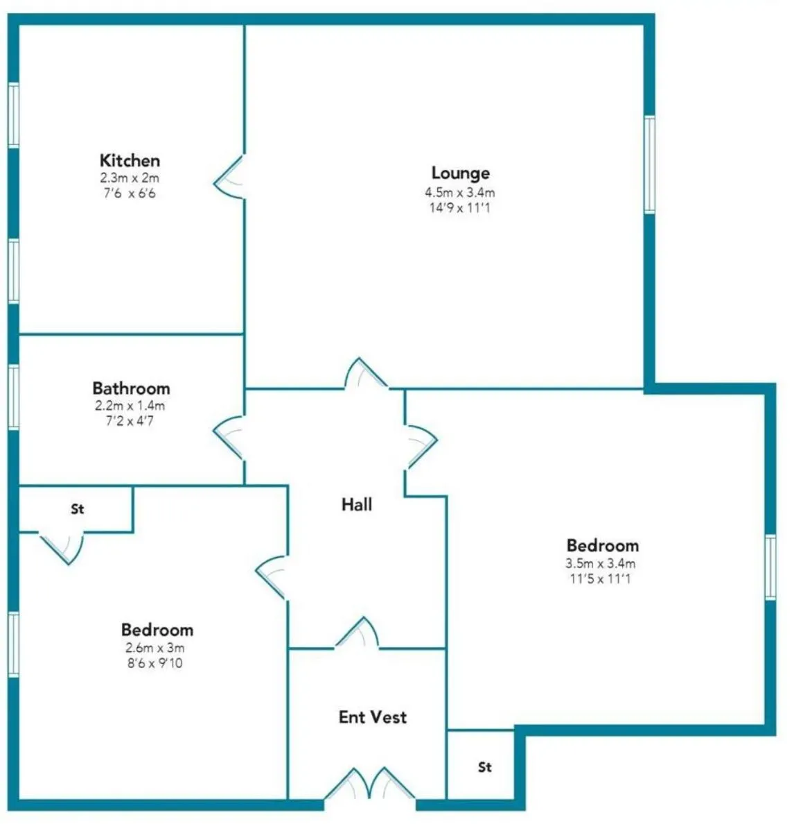 Floor plan in Sanderson Apartment by Klass Living Uddingston