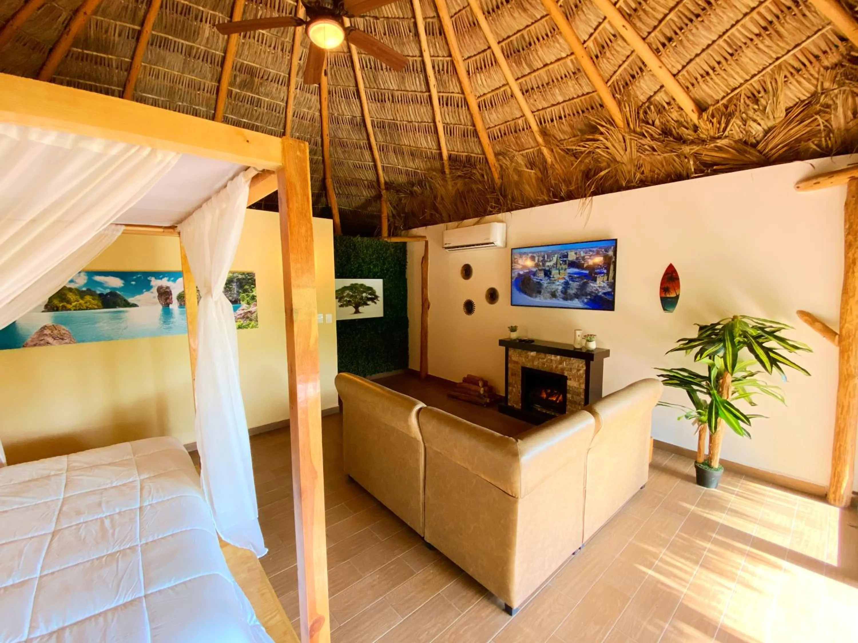 Bed in Palm Valley Cabins