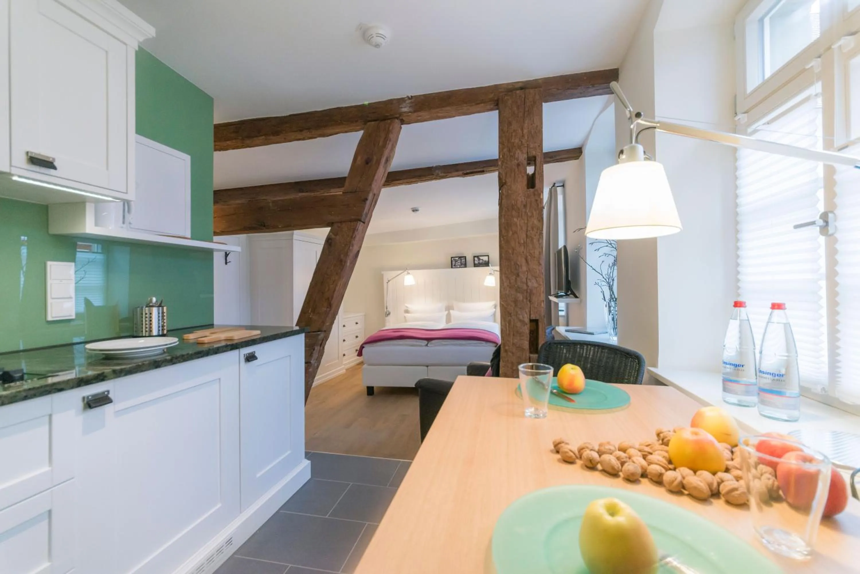 Kitchen or kitchenette in Gästehaus am Marktbrunnen