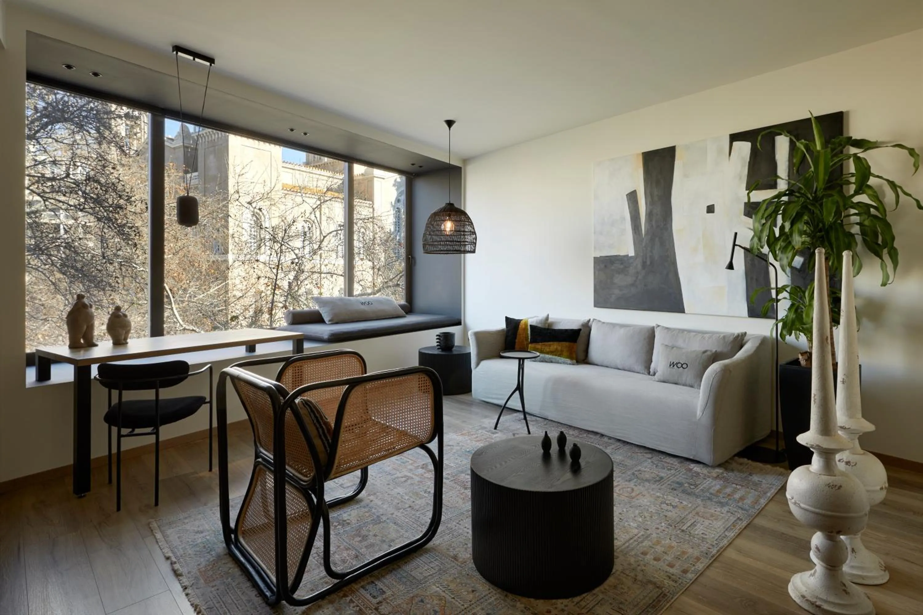 Living room in Athens Woo Suites