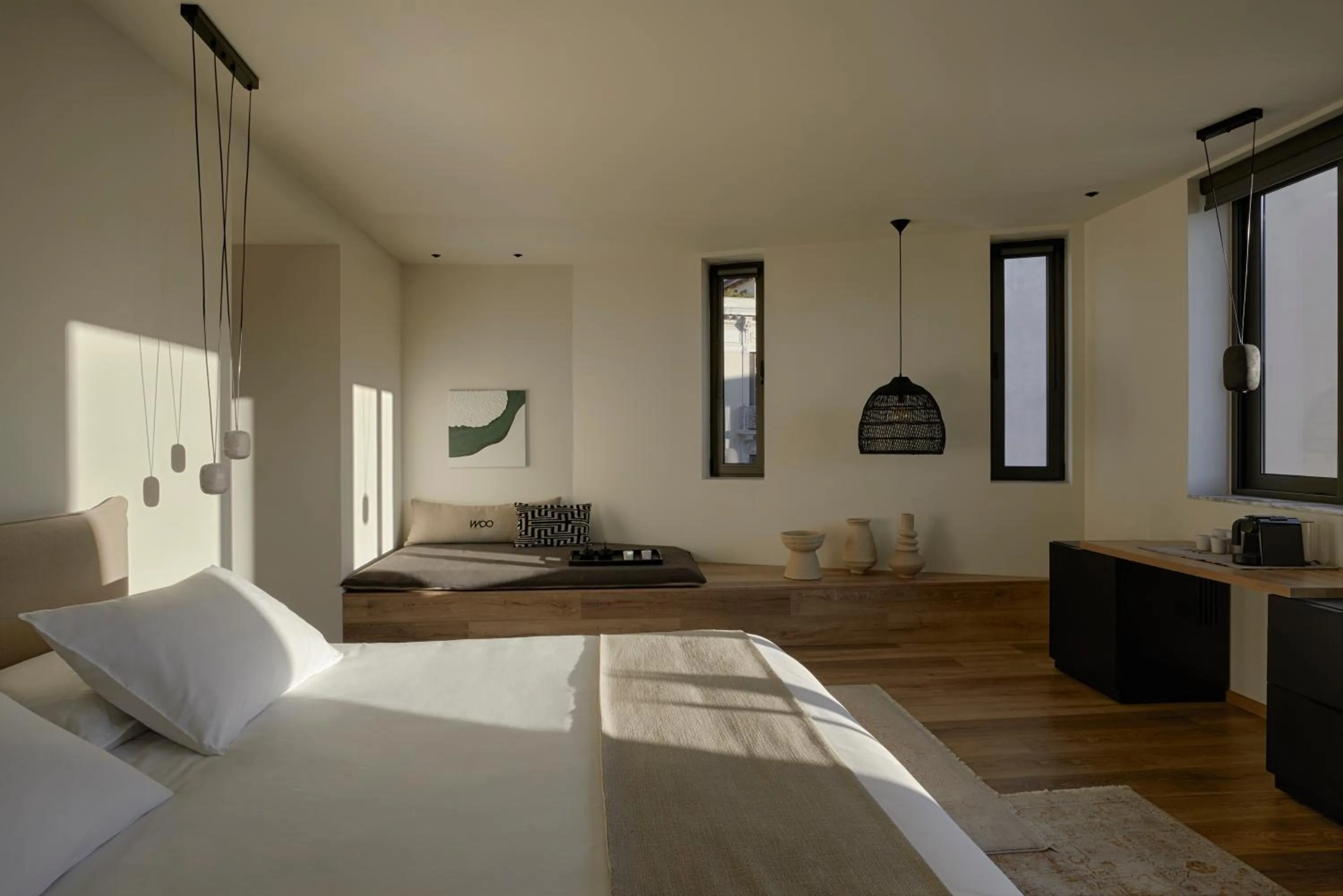 Bed in Athens Woo Suites