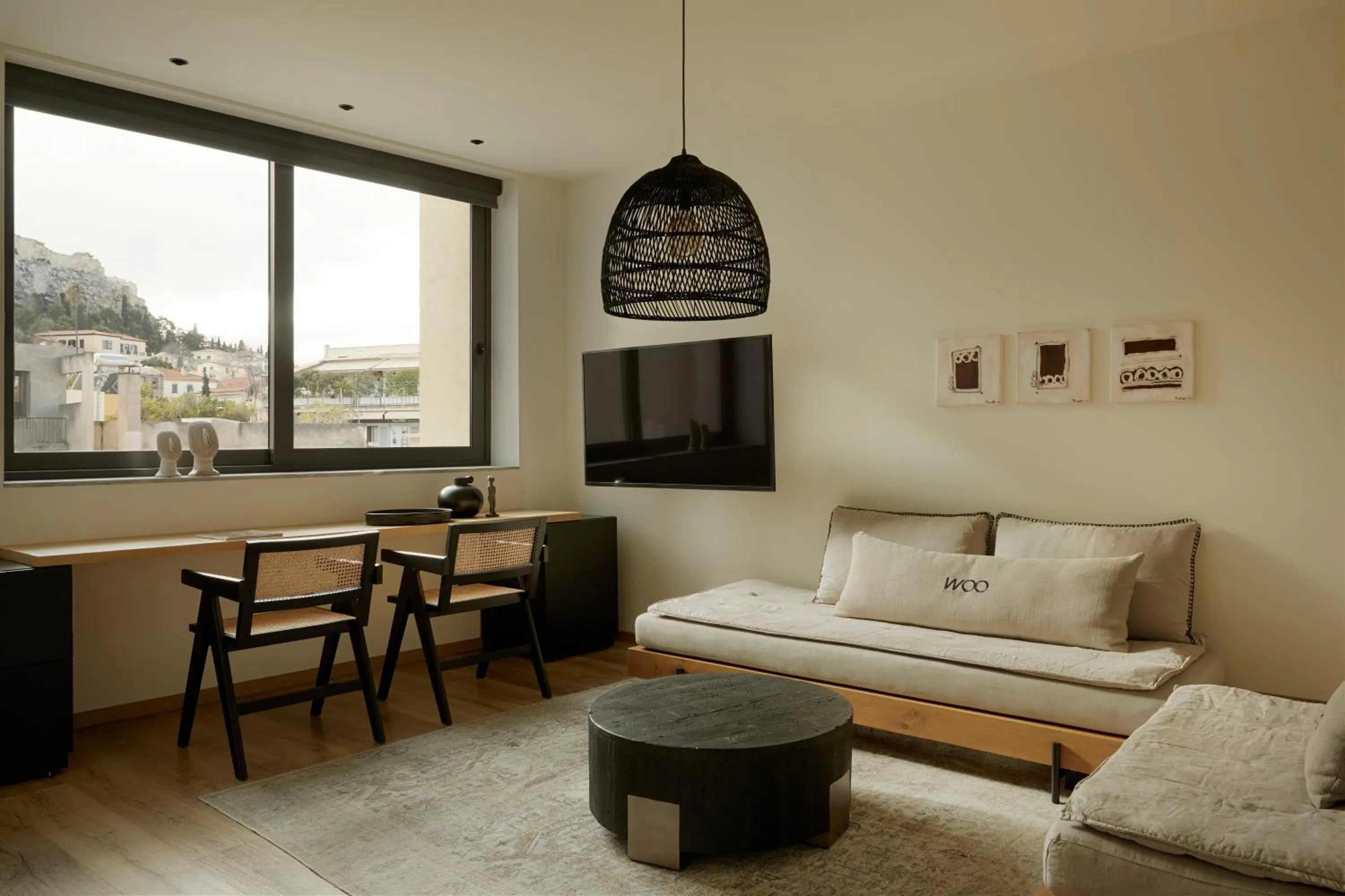 Living room in Athens Woo Suites