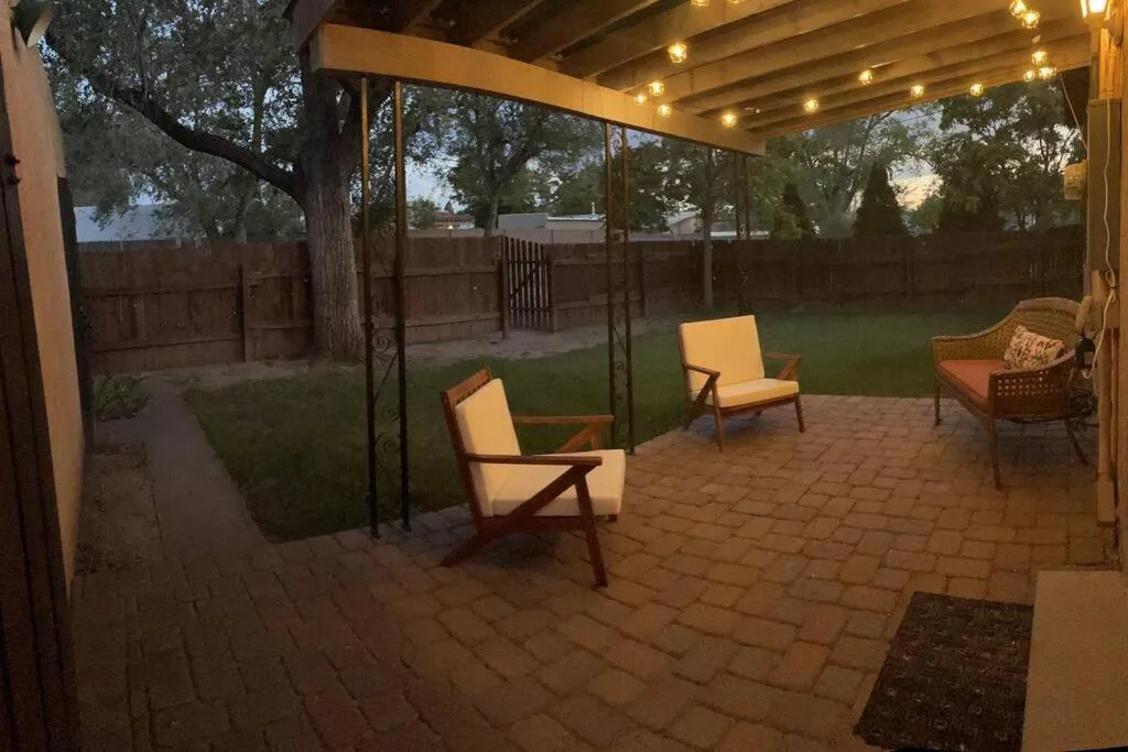 Patio in Vintage charm vacation home with modern comforts near Old Town