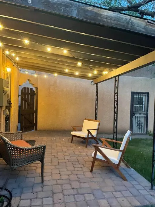 Patio in Vintage charm vacation home with modern comforts near Old Town