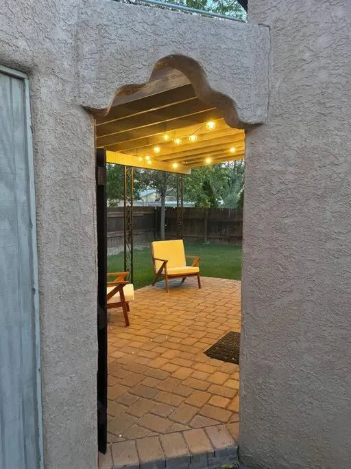 Patio in Vintage charm vacation home with modern comforts near Old Town