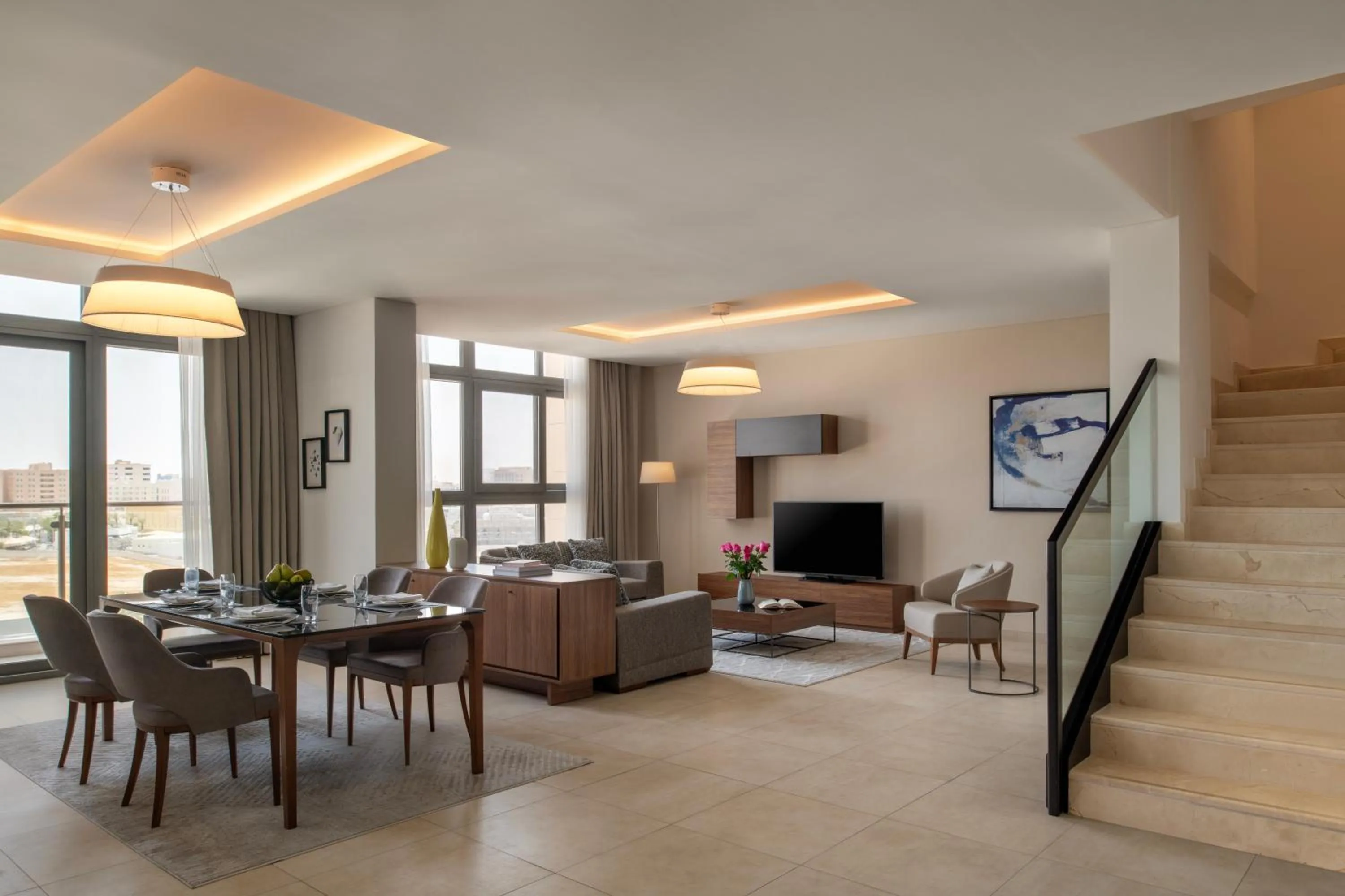 Communal lounge/ TV room in Marriott Executive Apartments Doha, Le Mirage City Walk