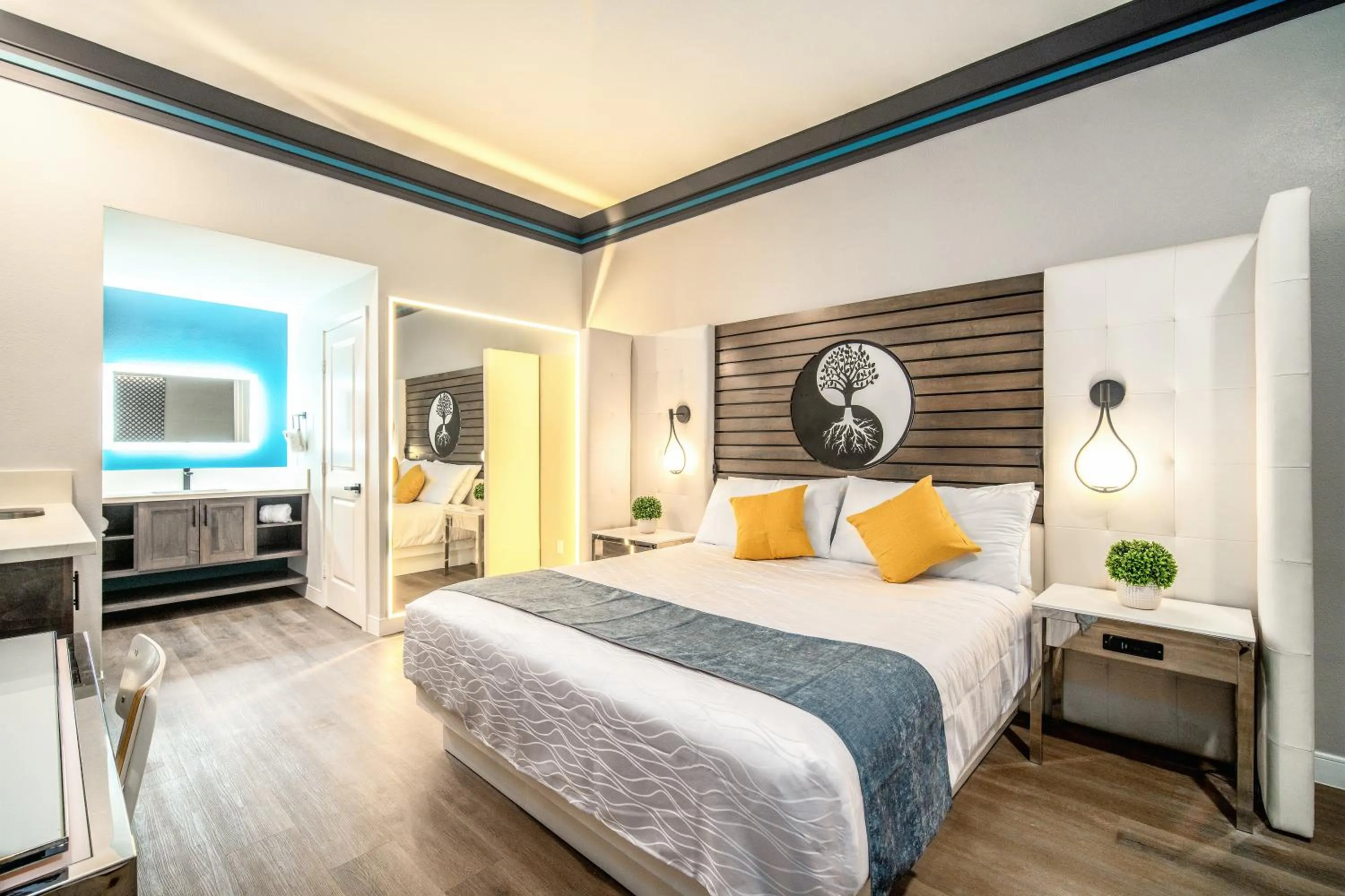 Bed in Aspire Inn Studios & Spas