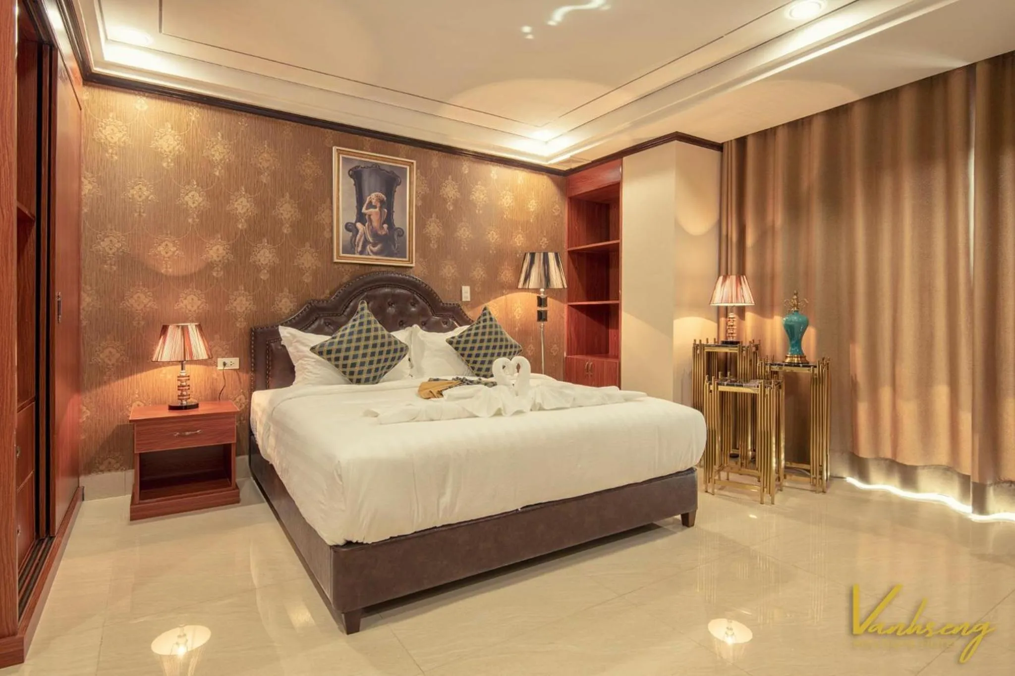 Bed in VANHSENG BOUTIQUE VIENTIANE HOTEL