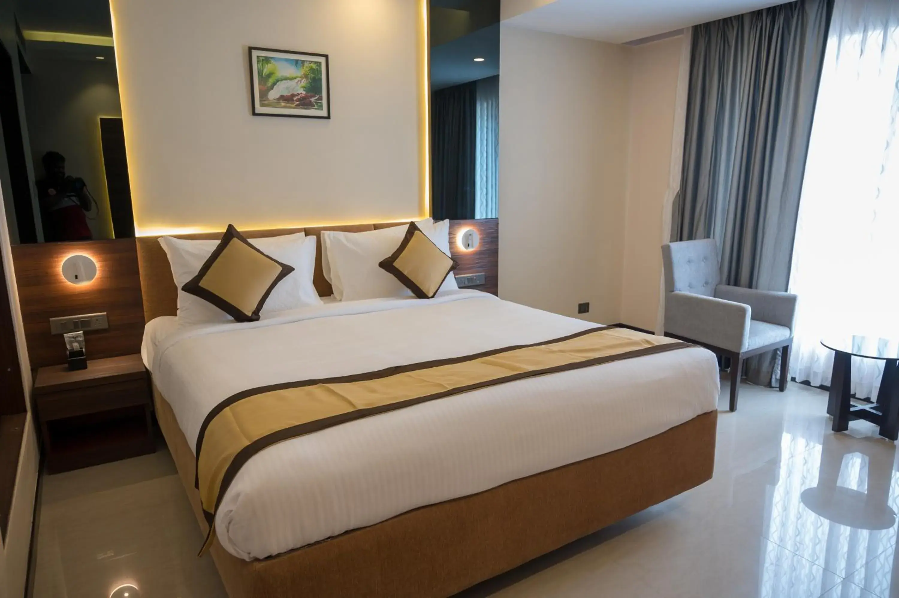 Bedroom, Bed in Golden Retreat Bedroom, Bed in Golden Retreat