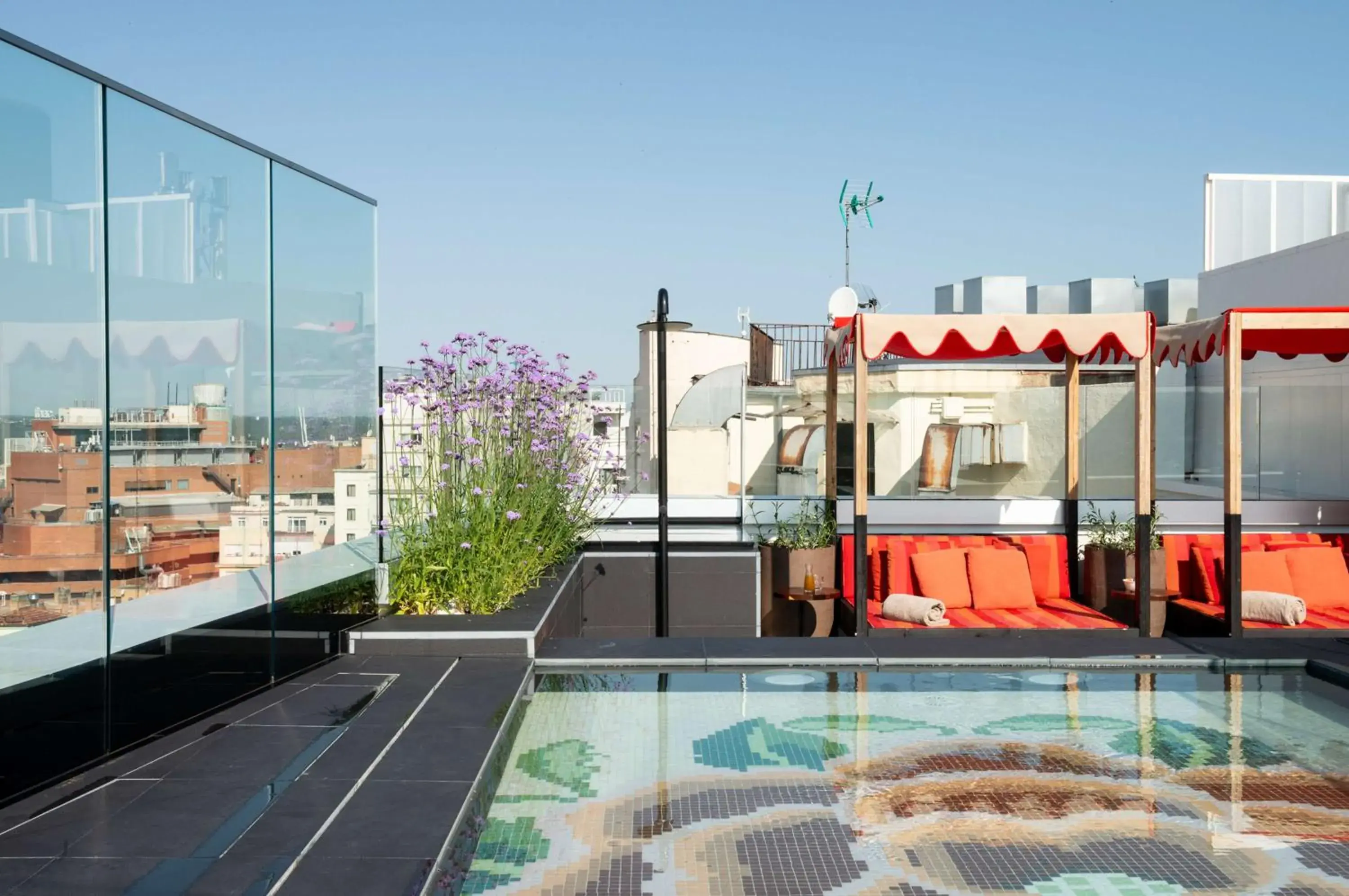 Pool view in Hotel Montera Madrid, Curio Collection By Hilton Pool view in Hotel Montera Madrid, Curio Collection By Hilton