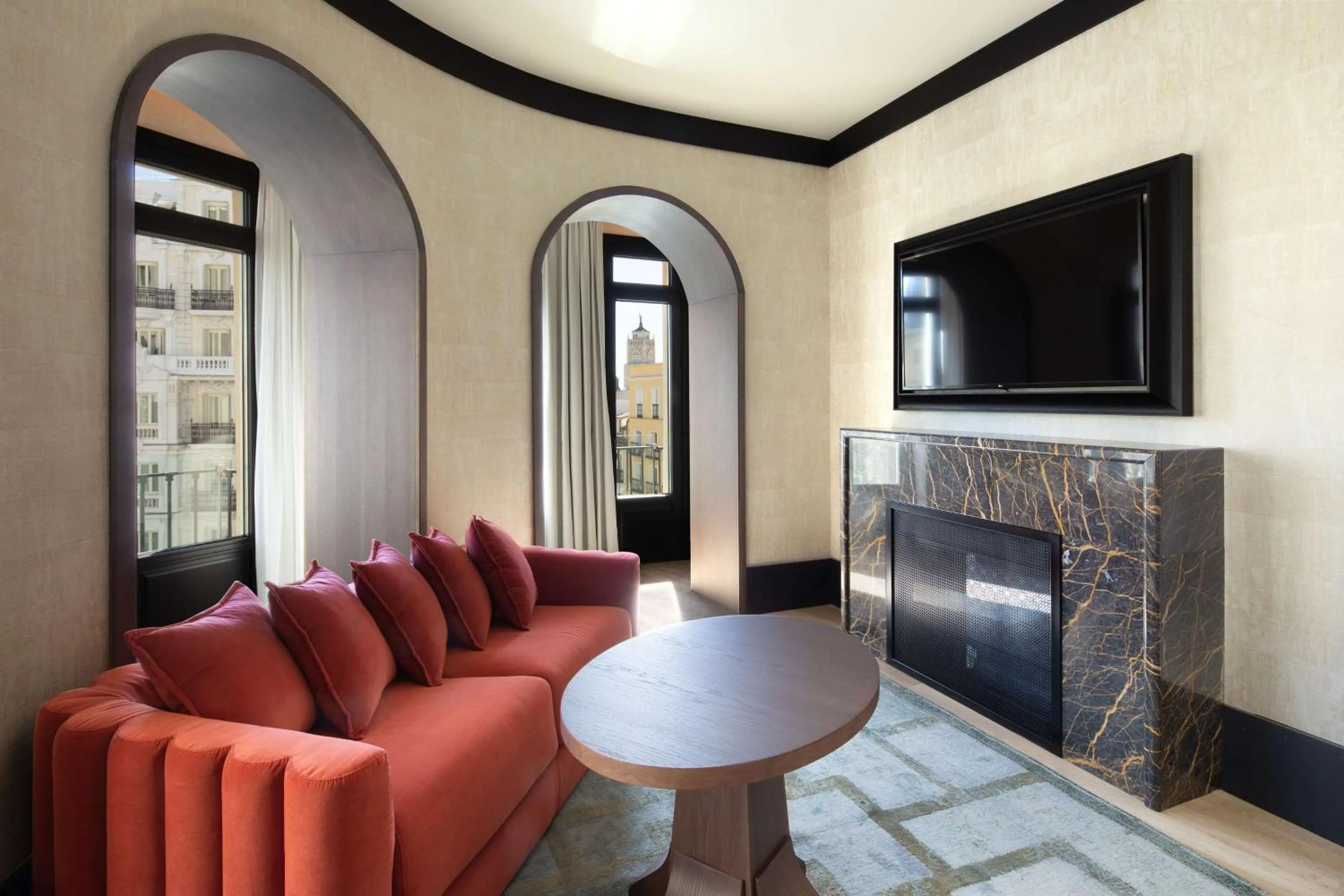 Living room in Hotel Montera Madrid, Curio Collection By Hilton