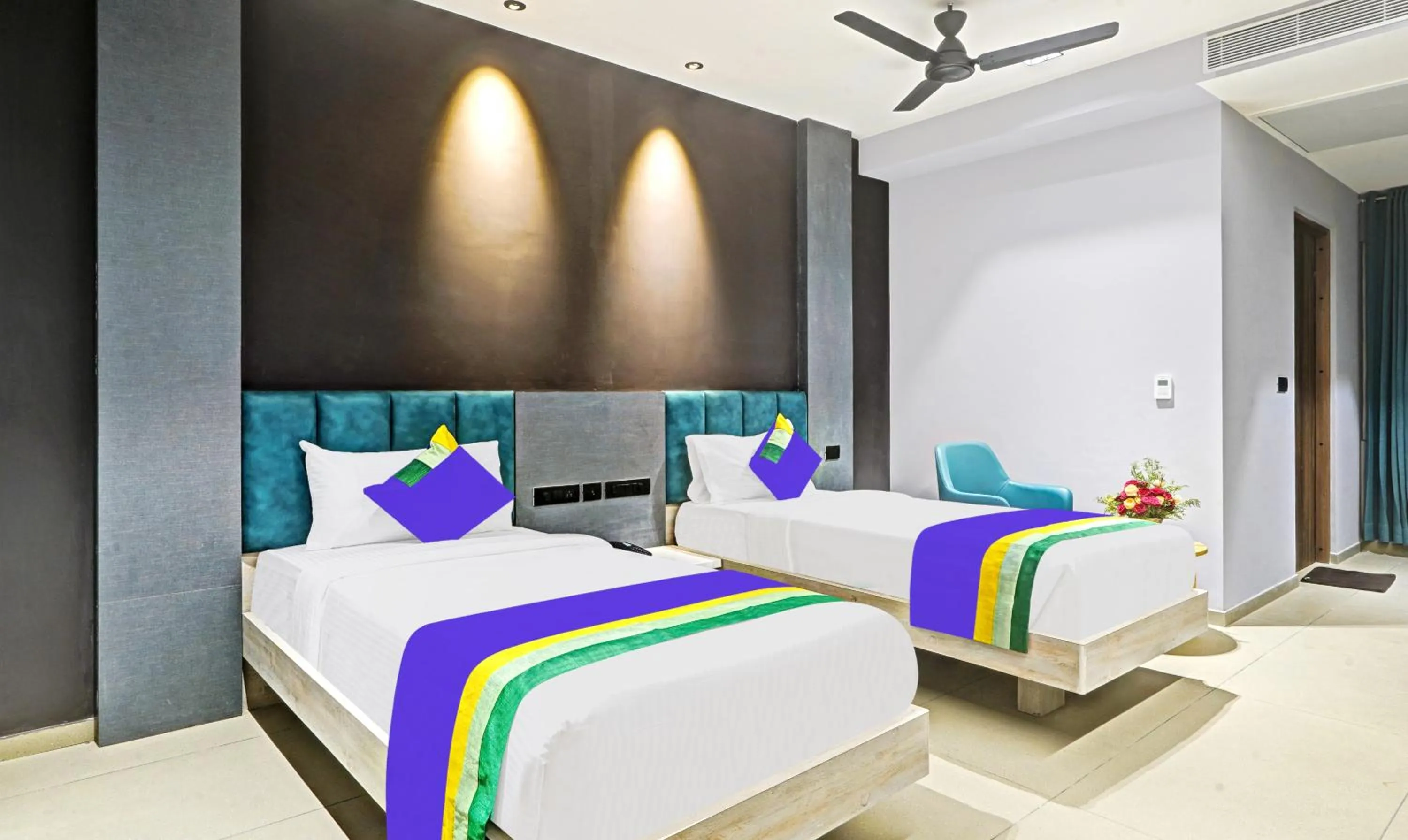 Bedroom, Bed in Treebo Premium La Orchid, Big Temple