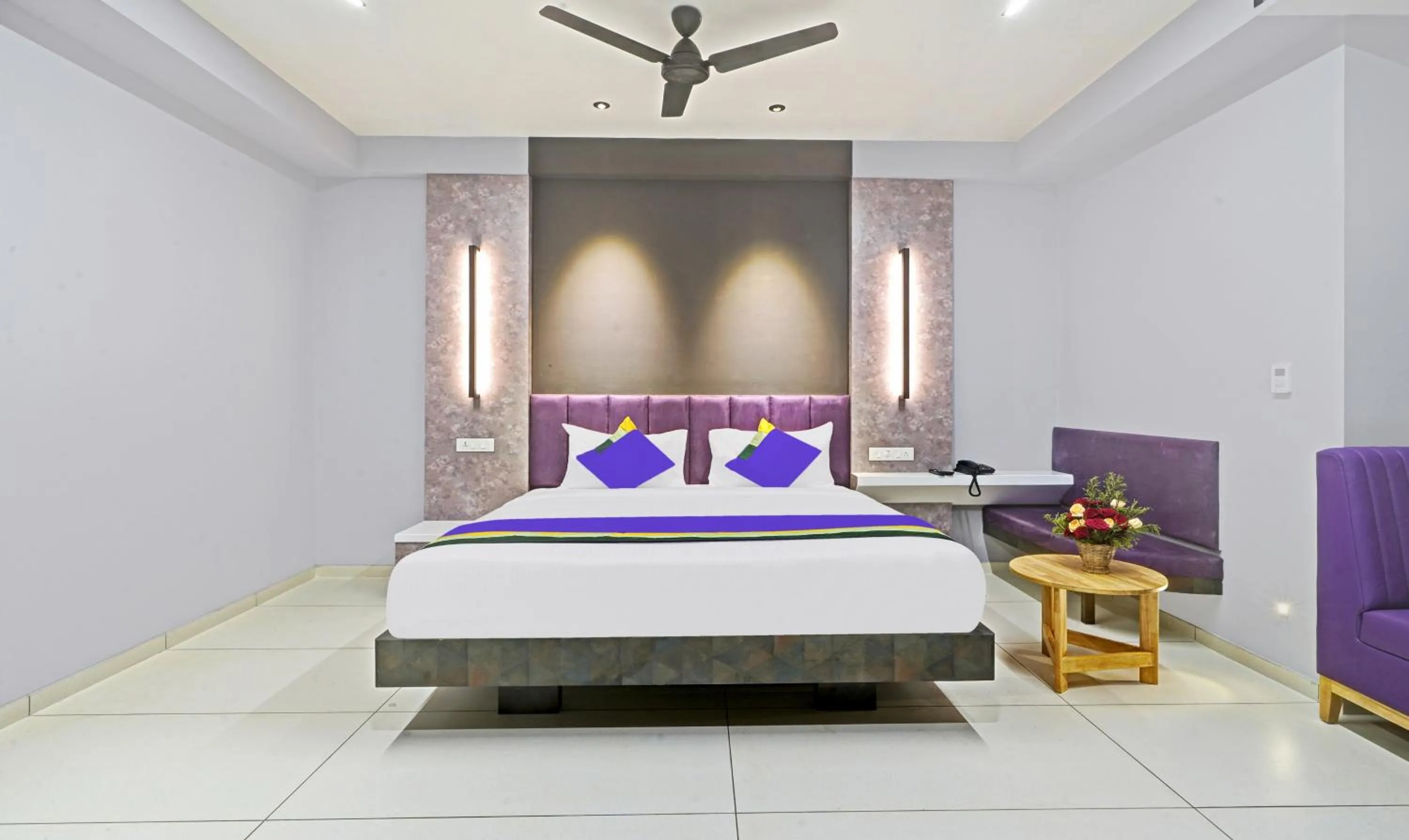 Bedroom, Bed in Treebo Premium La Orchid, Big Temple