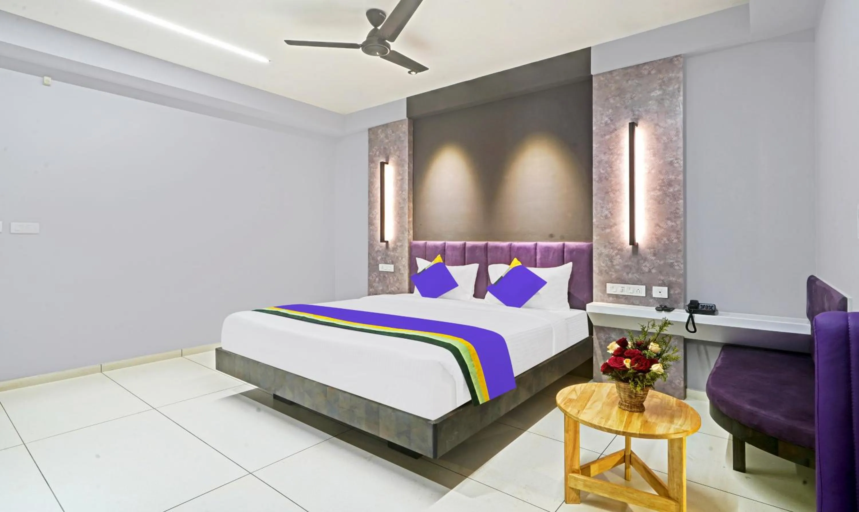 Bedroom, Bed in Treebo Premium La Orchid, Big Temple