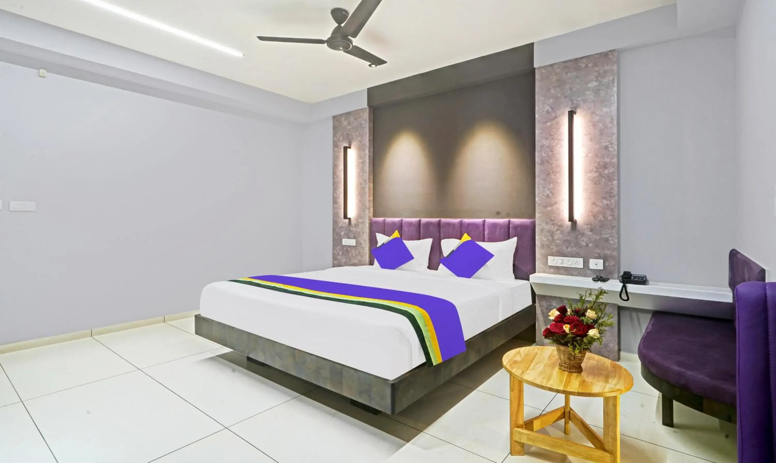 Bedroom, Bed in Treebo Premium La Orchid, Big Temple Bedroom, Bed in Treebo Premium La Orchid, Big Temple
