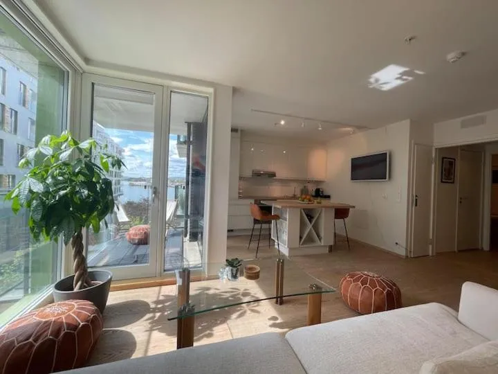 TV and multimedia in Bright & exclusive 1BR in Prime Location, located on water in Oslo center with see view to Oslo fjord