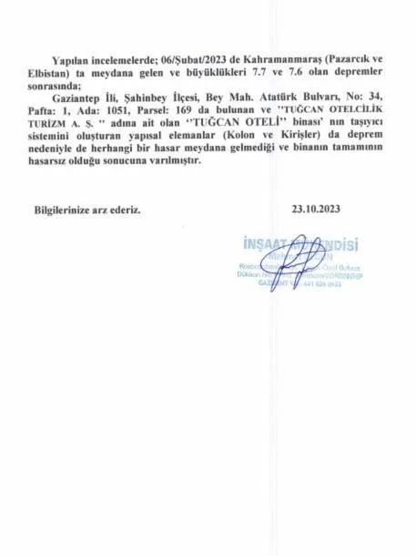 Property building in Tugcan Hotel