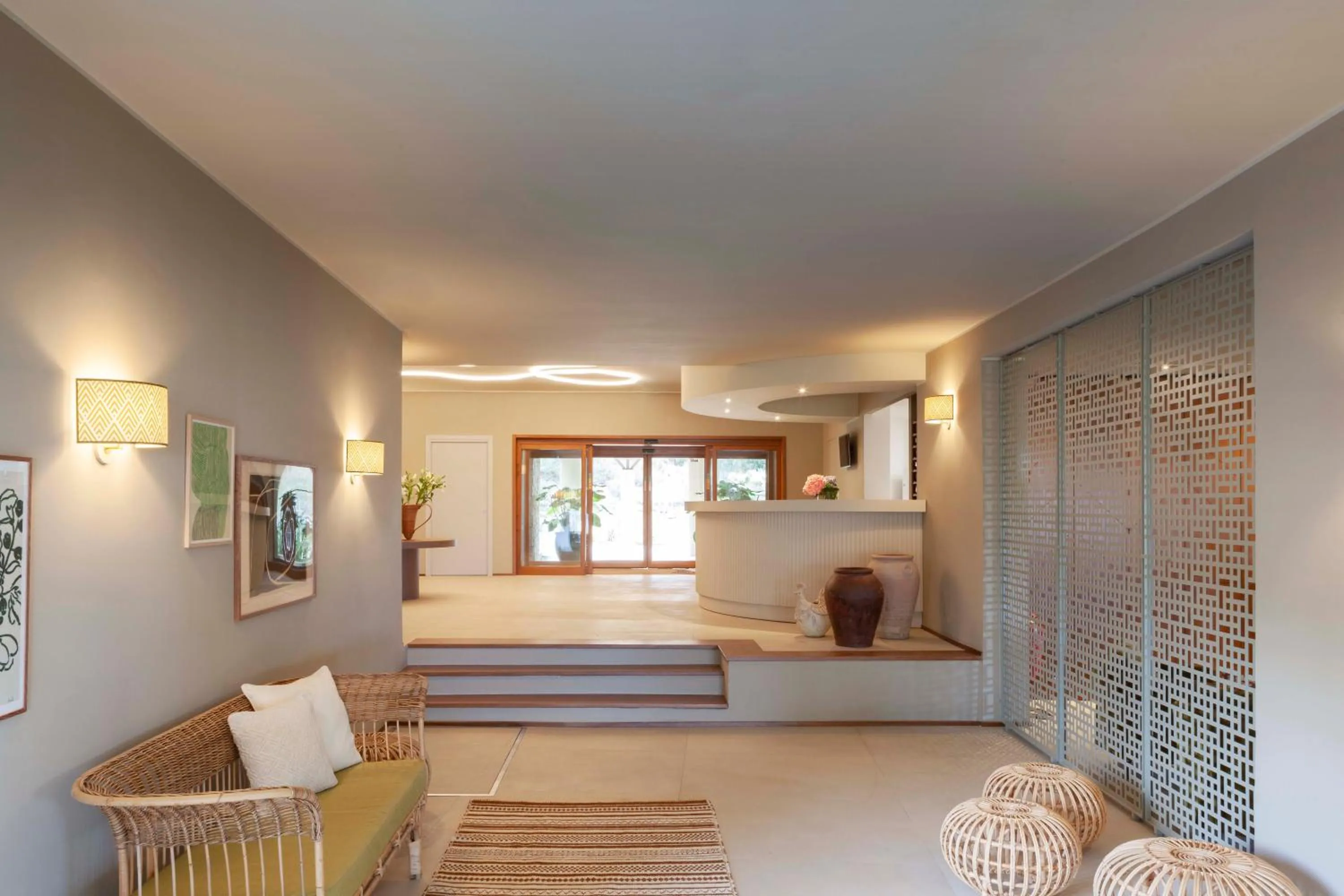 Lobby or reception, Bed in Is Molas Resort