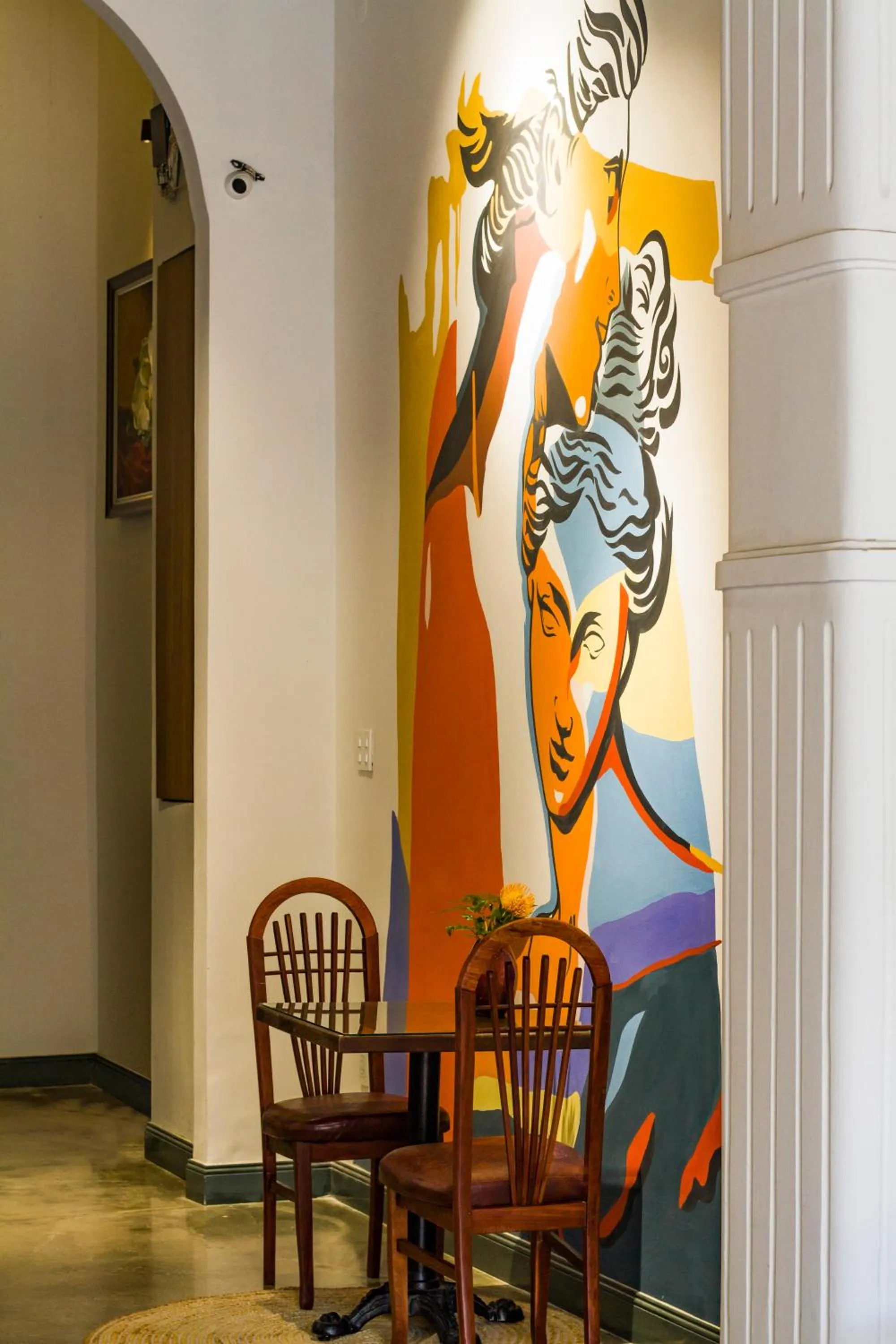 Seating area in 9 Hostel and Suites