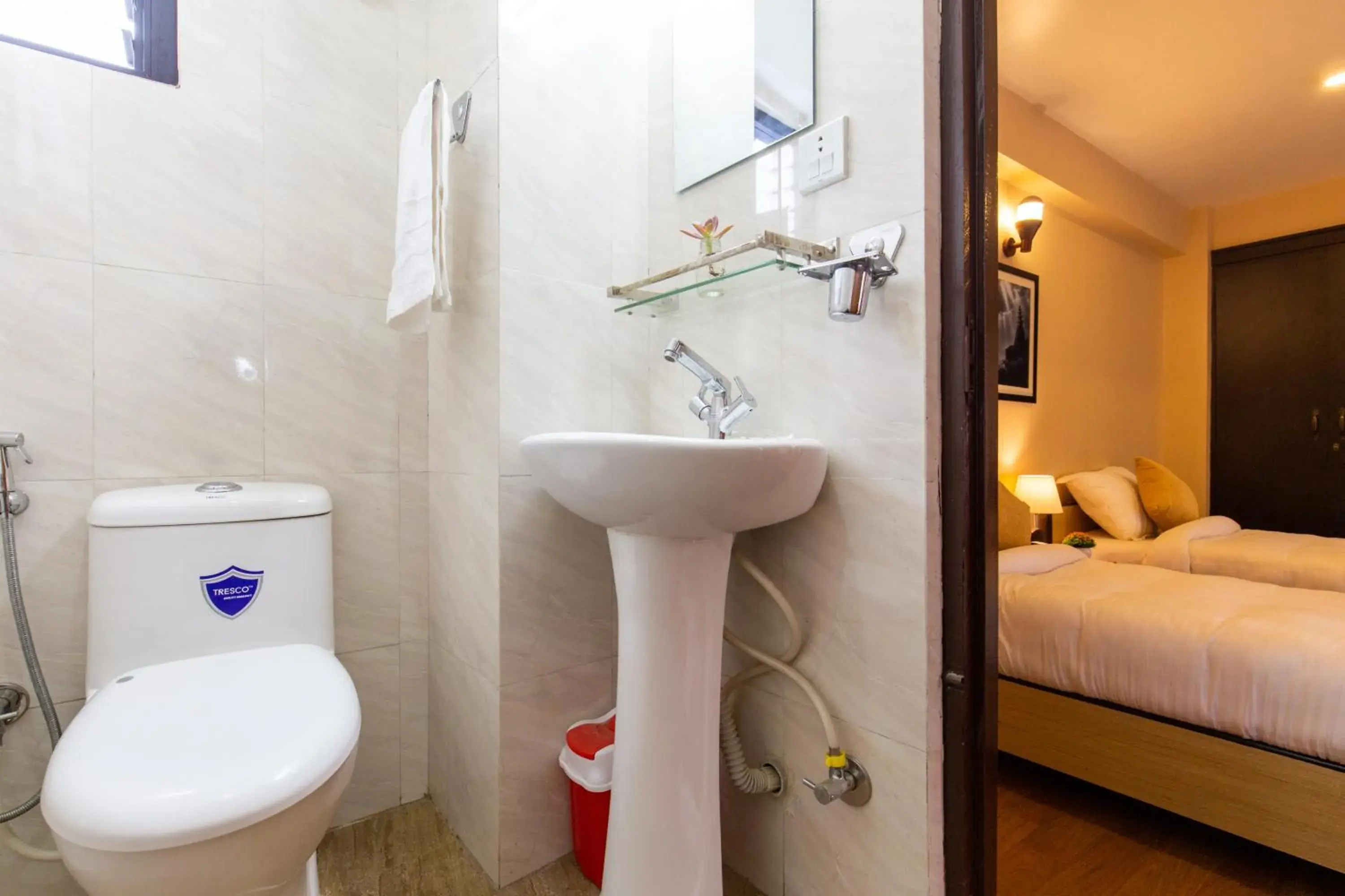 Shower, Bed in Bhrikuti Stay - Patan Durbar Square Shower, Bed in Bhrikuti Stay - Patan Durbar Square