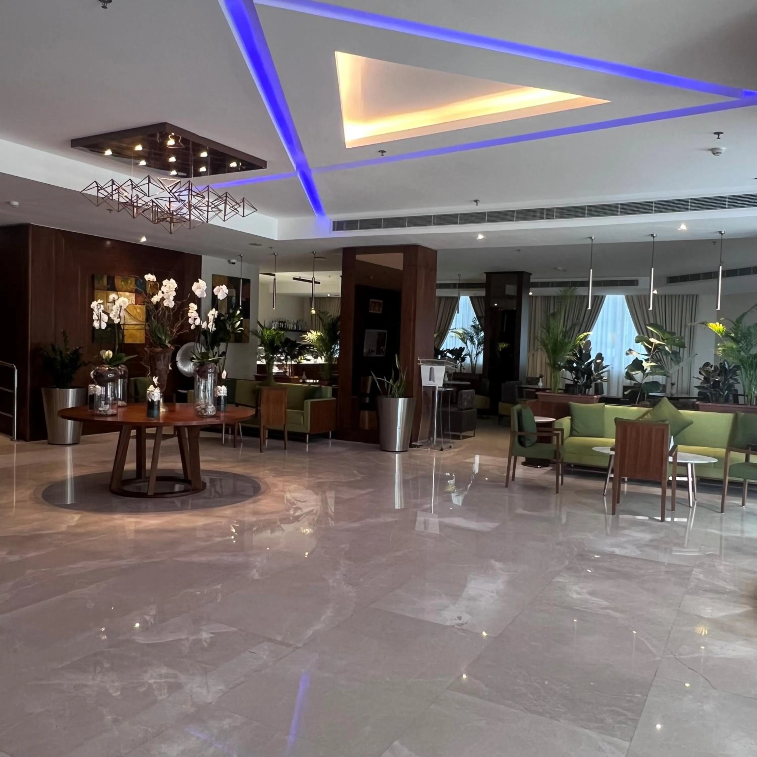Lobby or reception in The Seven Hotel