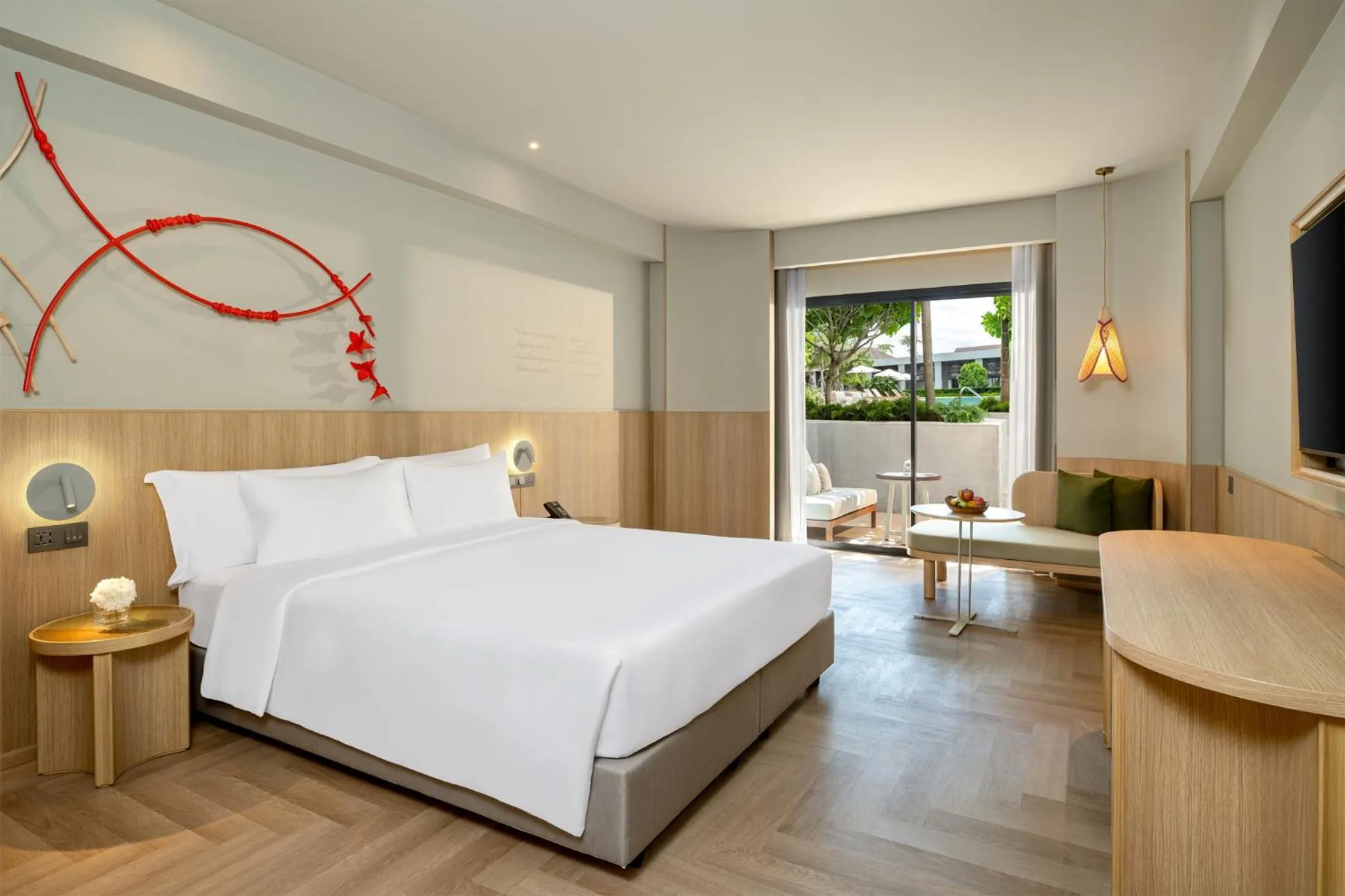 Bed in Mercure Rayong Lomtalay Villas & Resort