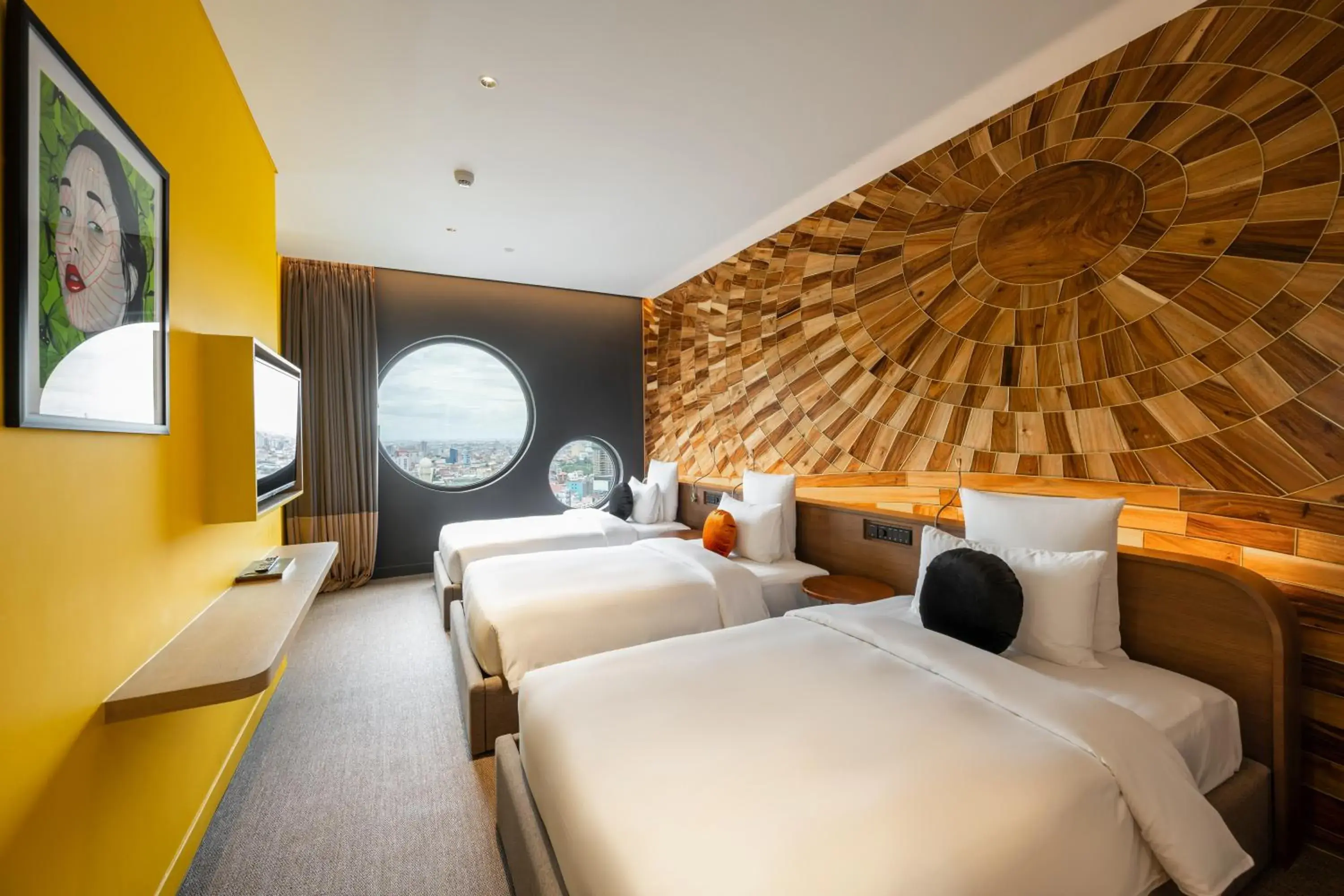 View (from property/room), Bed in SUN & MOON, Riverside Hotel View (from property/room), Bed in SUN & MOON, Riverside Hotel