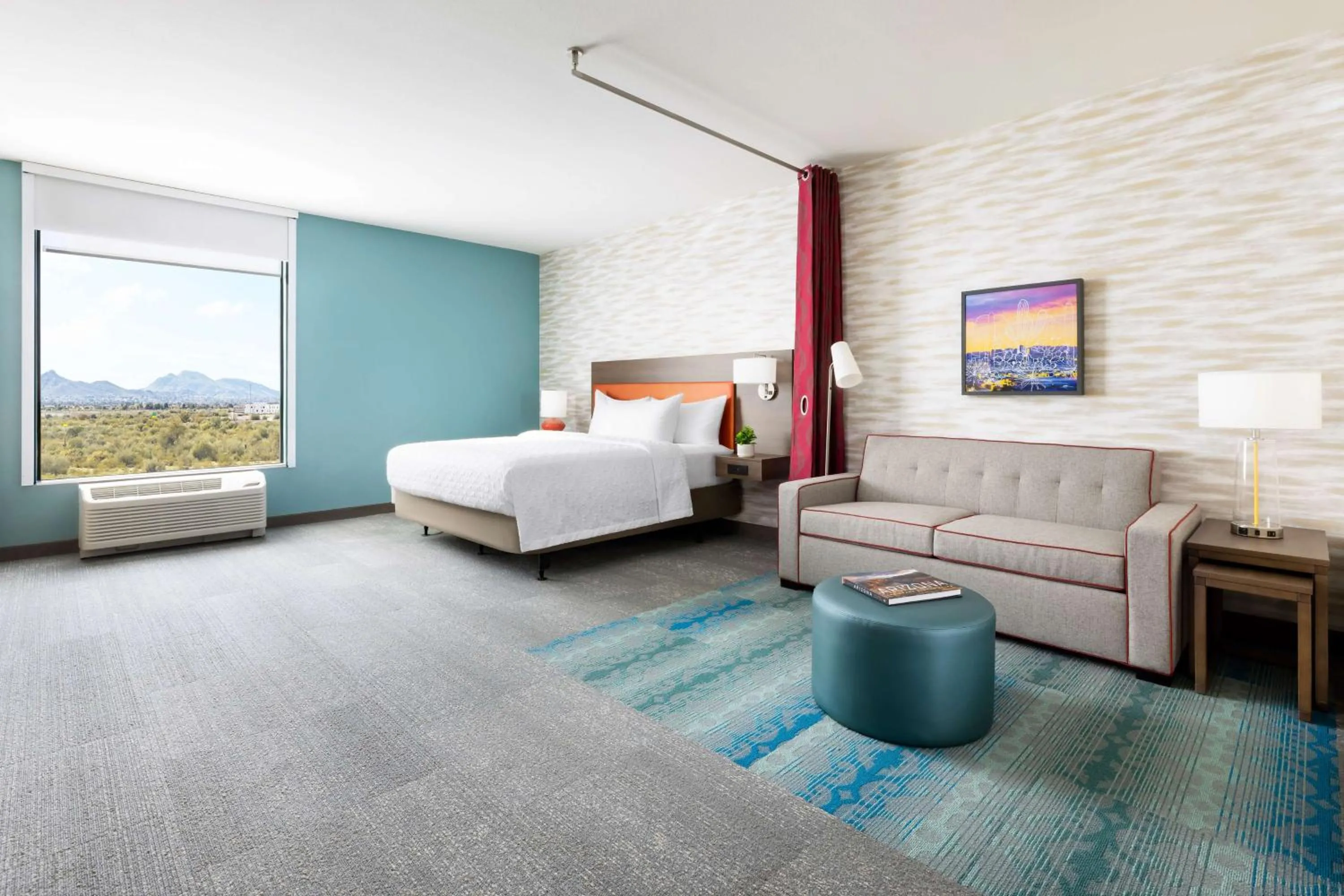 Living room, Bed in Home2 Suites By Hilton North Scottsdale Near Mayo Clinic