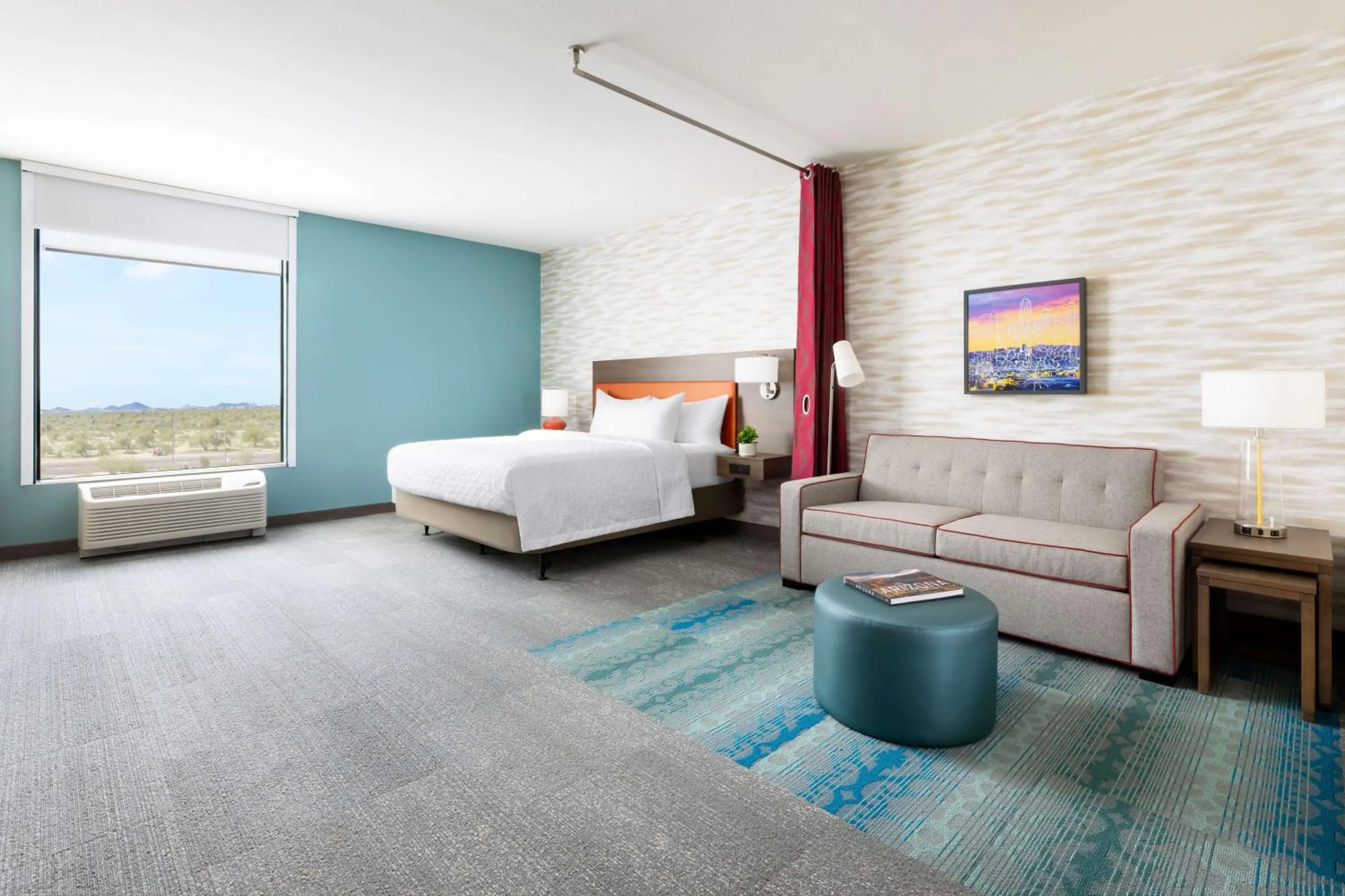 Living room, Bed in Home2 Suites By Hilton North Scottsdale Near Mayo Clinic