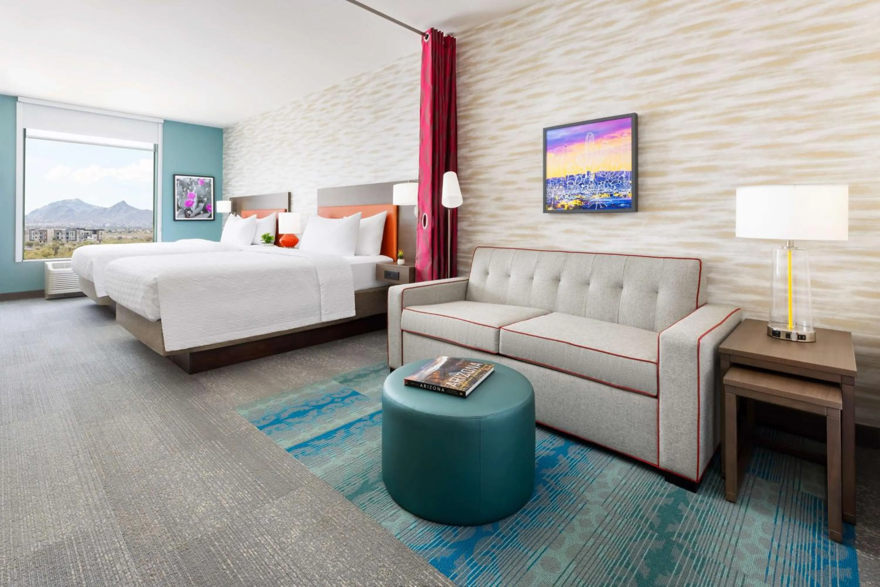 Living room, Bed in Home2 Suites By Hilton North Scottsdale Near Mayo Clinic