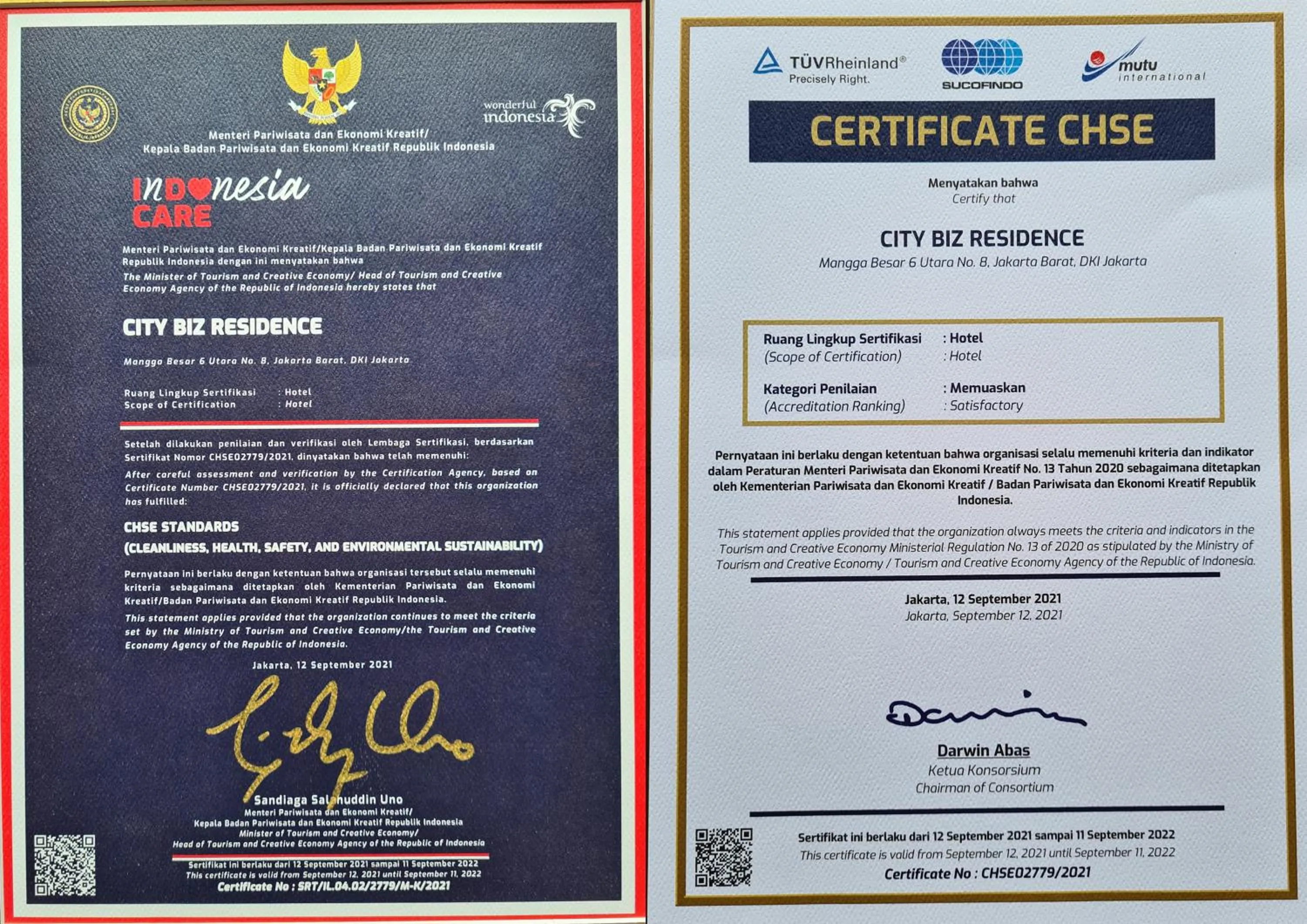 Logo/Certificate/Sign in City Biz Residence