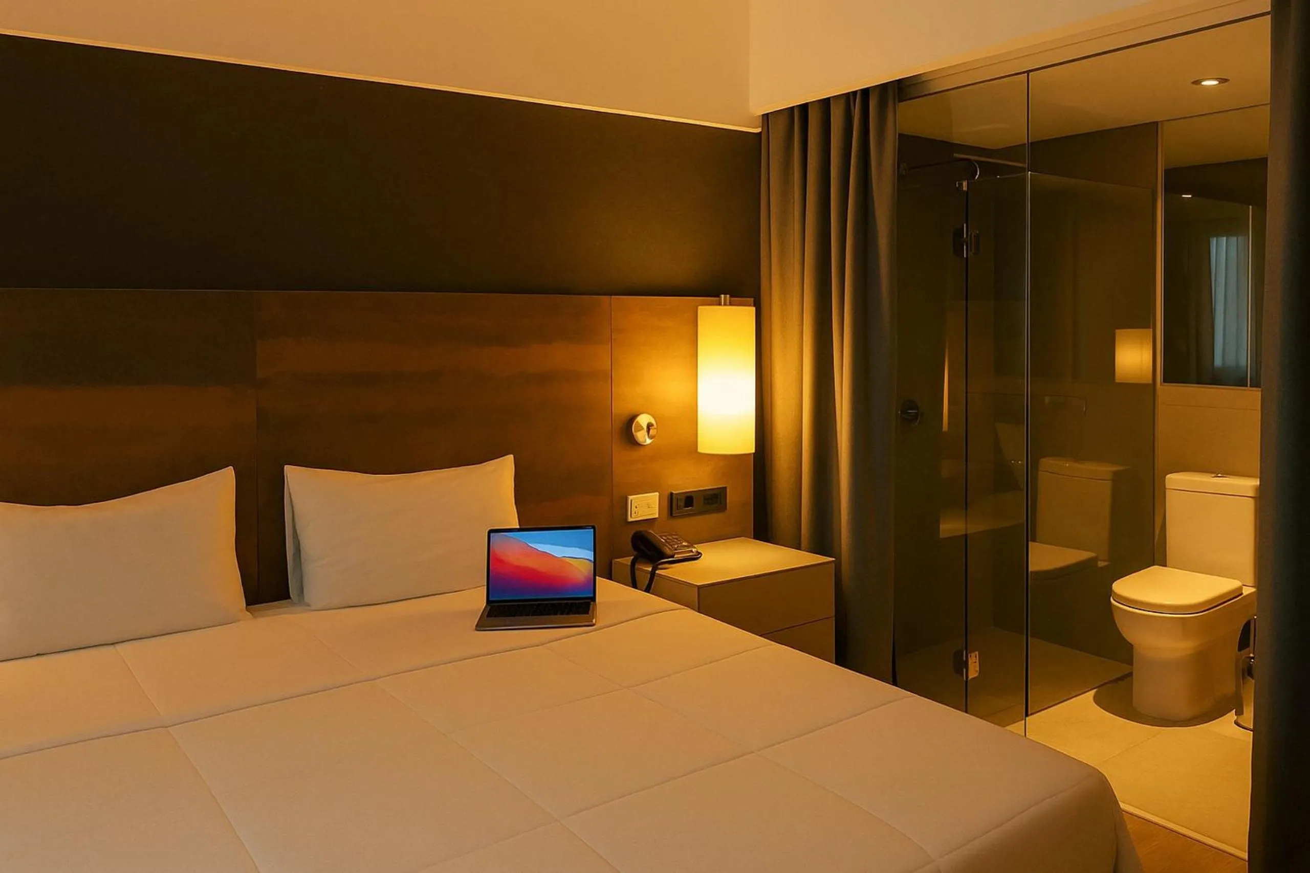 View (from property/room), Bed in ELEGANCE SUÍTES IBIRAPUERA