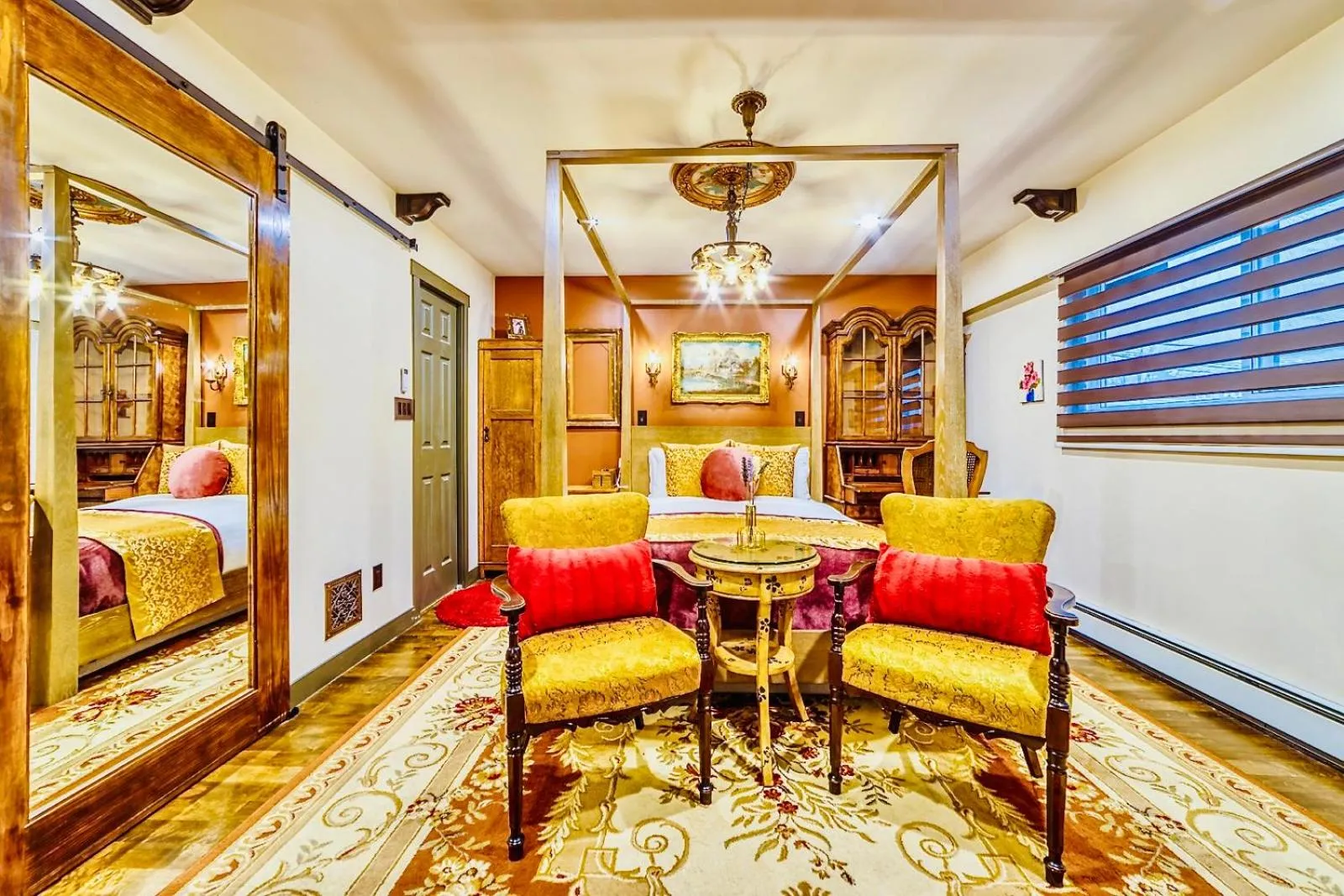 Bed in Neocolonial Nouveau Kensington Vacation Home