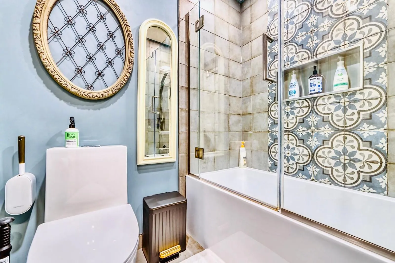Shower in Neocolonial Nouveau Kensington Vacation Home