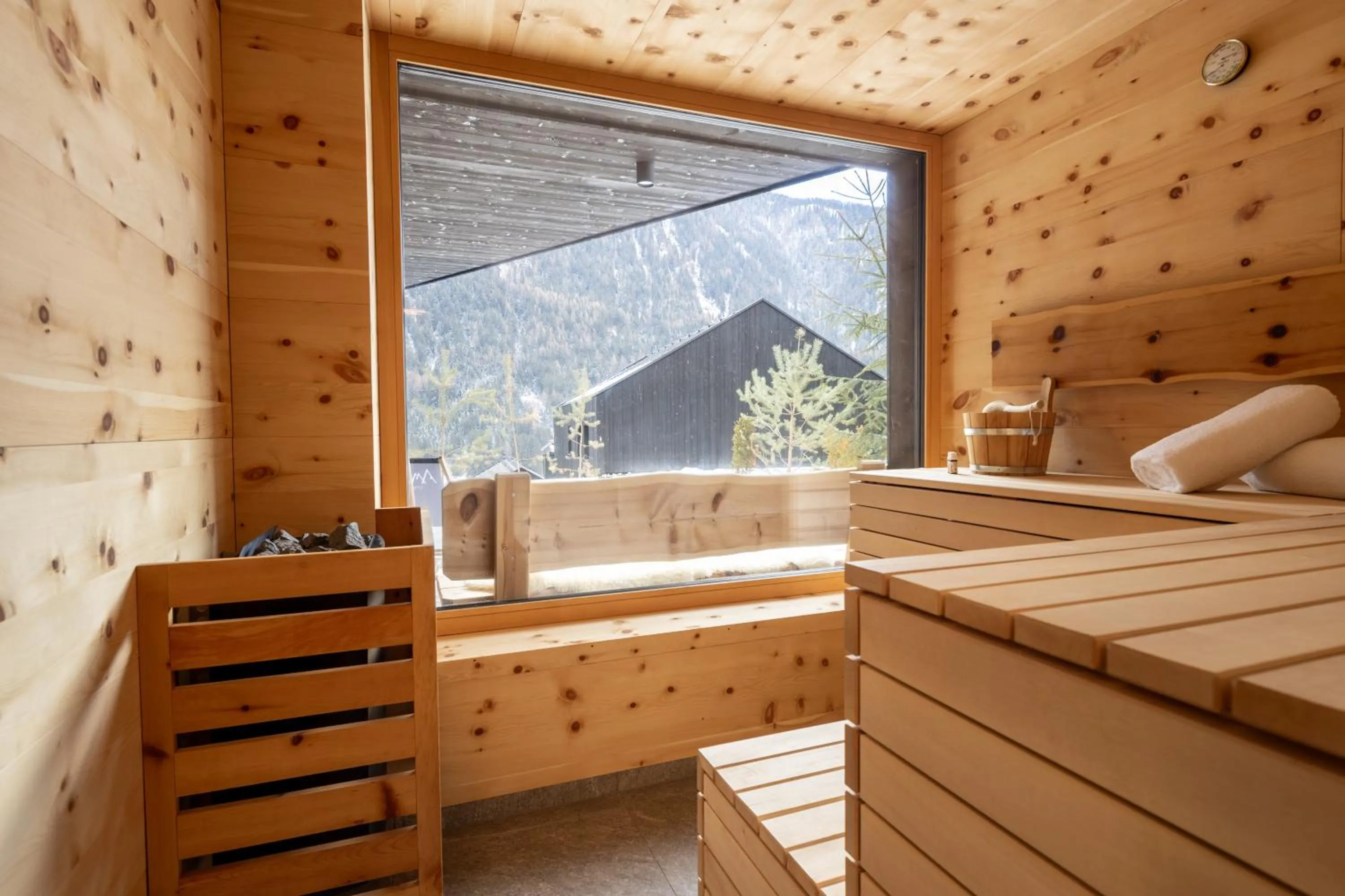Sauna, Bed in Amus Chalets Dolomites - Luxury Chalets South Tyrol