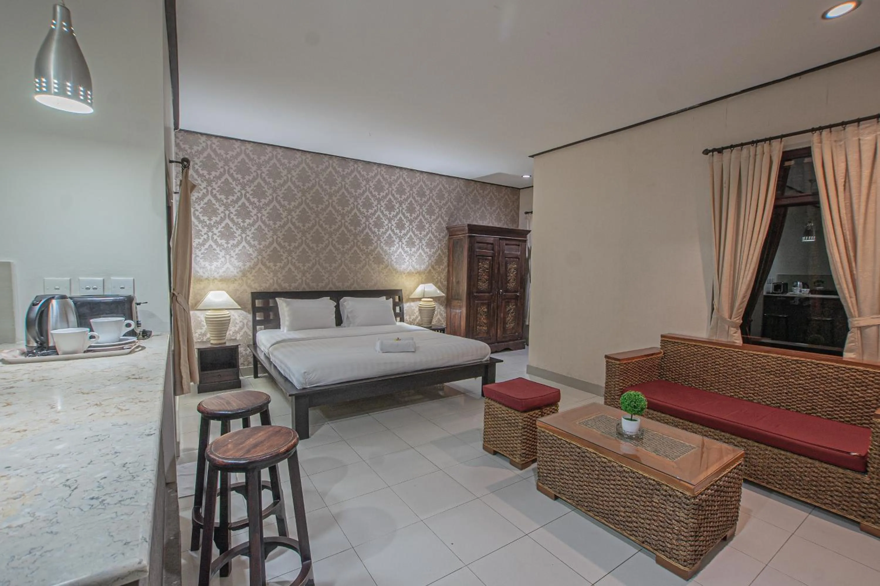 Living room, Bed in Panorama Cottages I