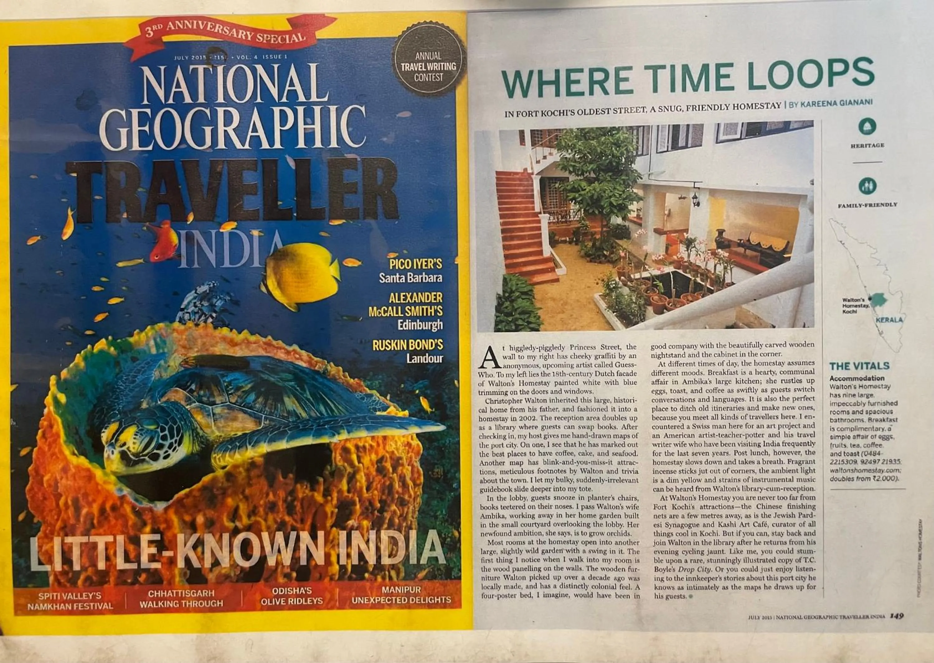 Text overlay in Walton's Homestay, Fort Cochin