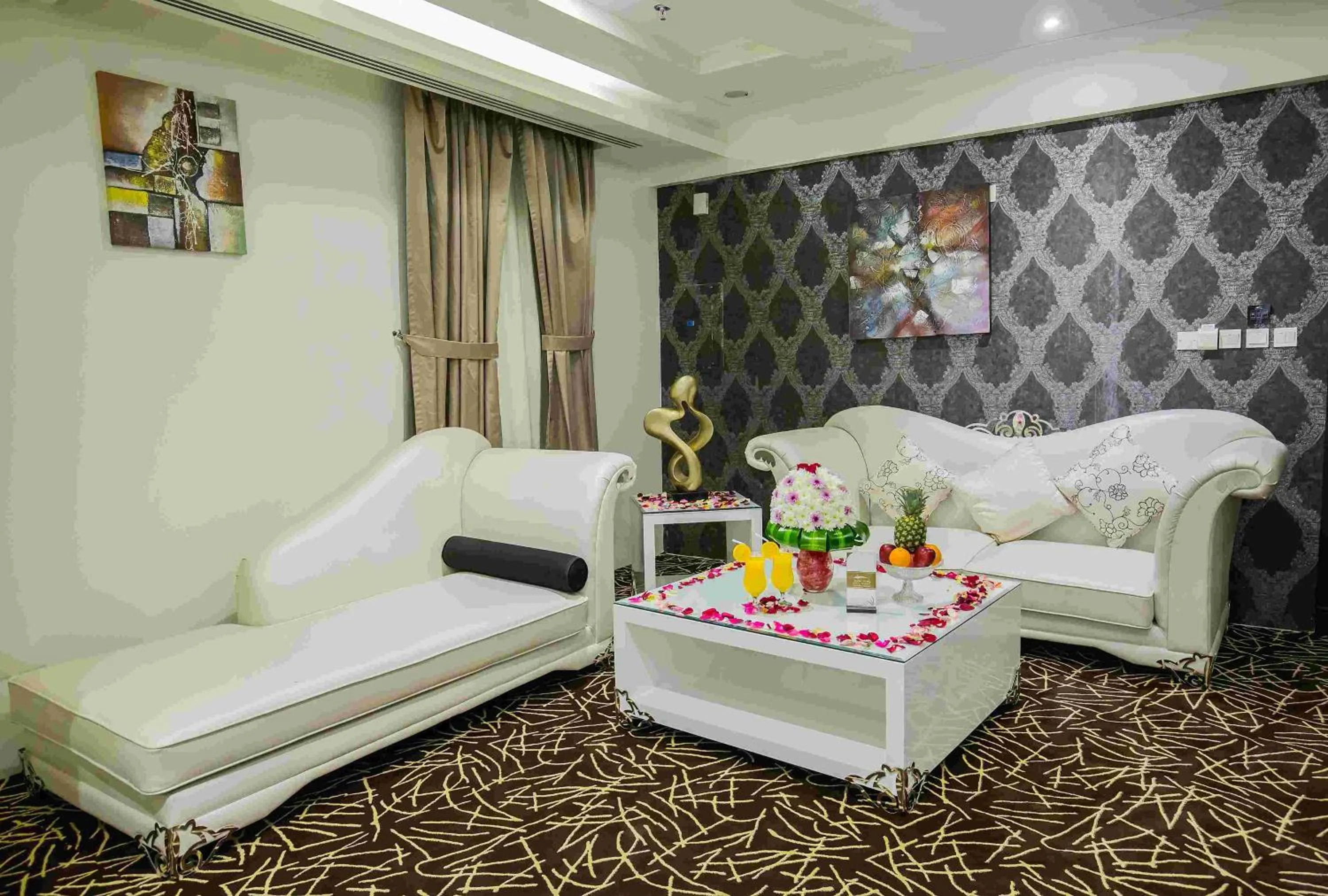Seating area in Rest Night Serviced Apartments- AlHamra