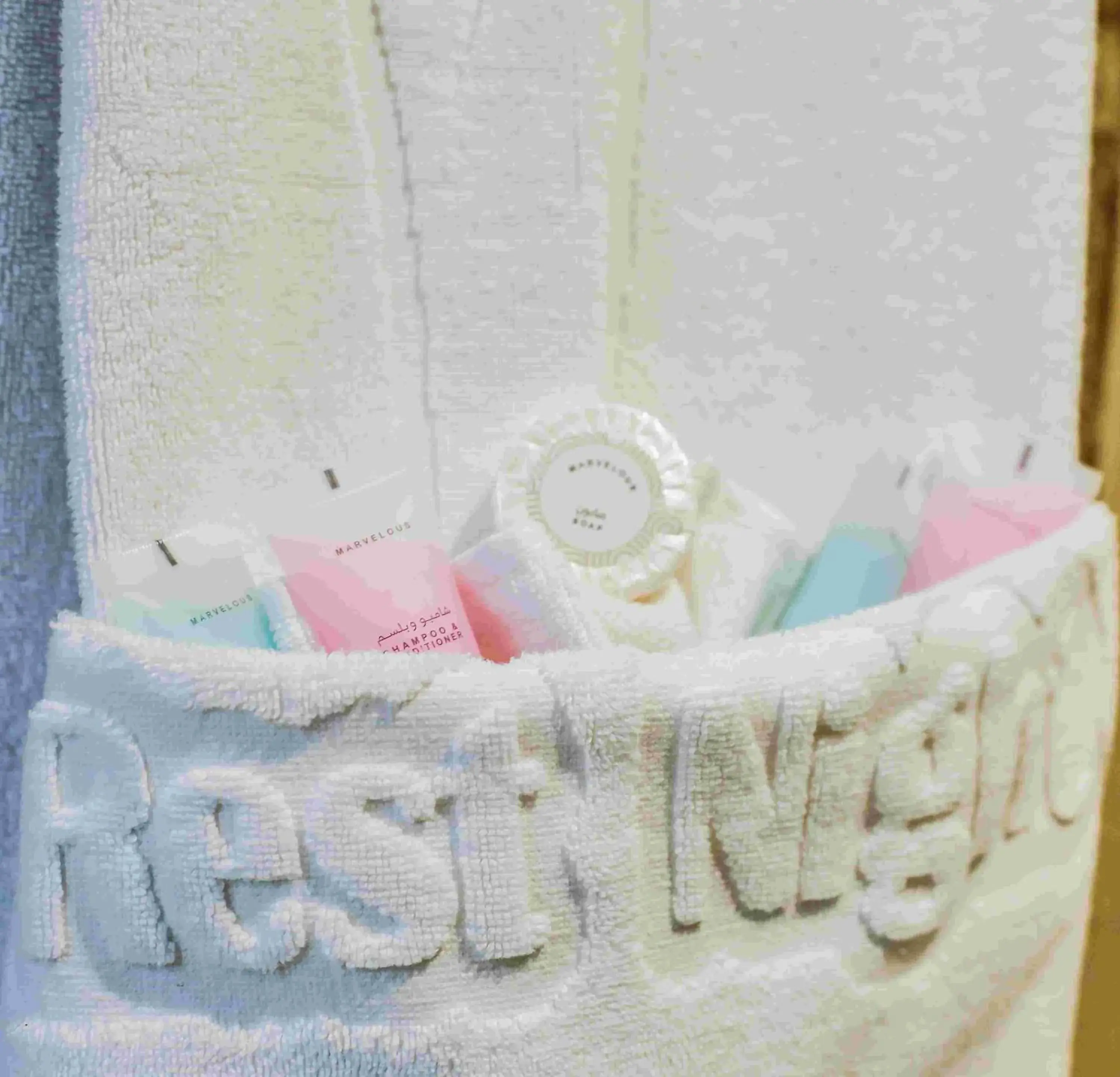 Bathroom, Bed in Rest Night Serviced Apartments- AlHamra Bathroom, Bed in Rest Night Serviced Apartments- AlHamra