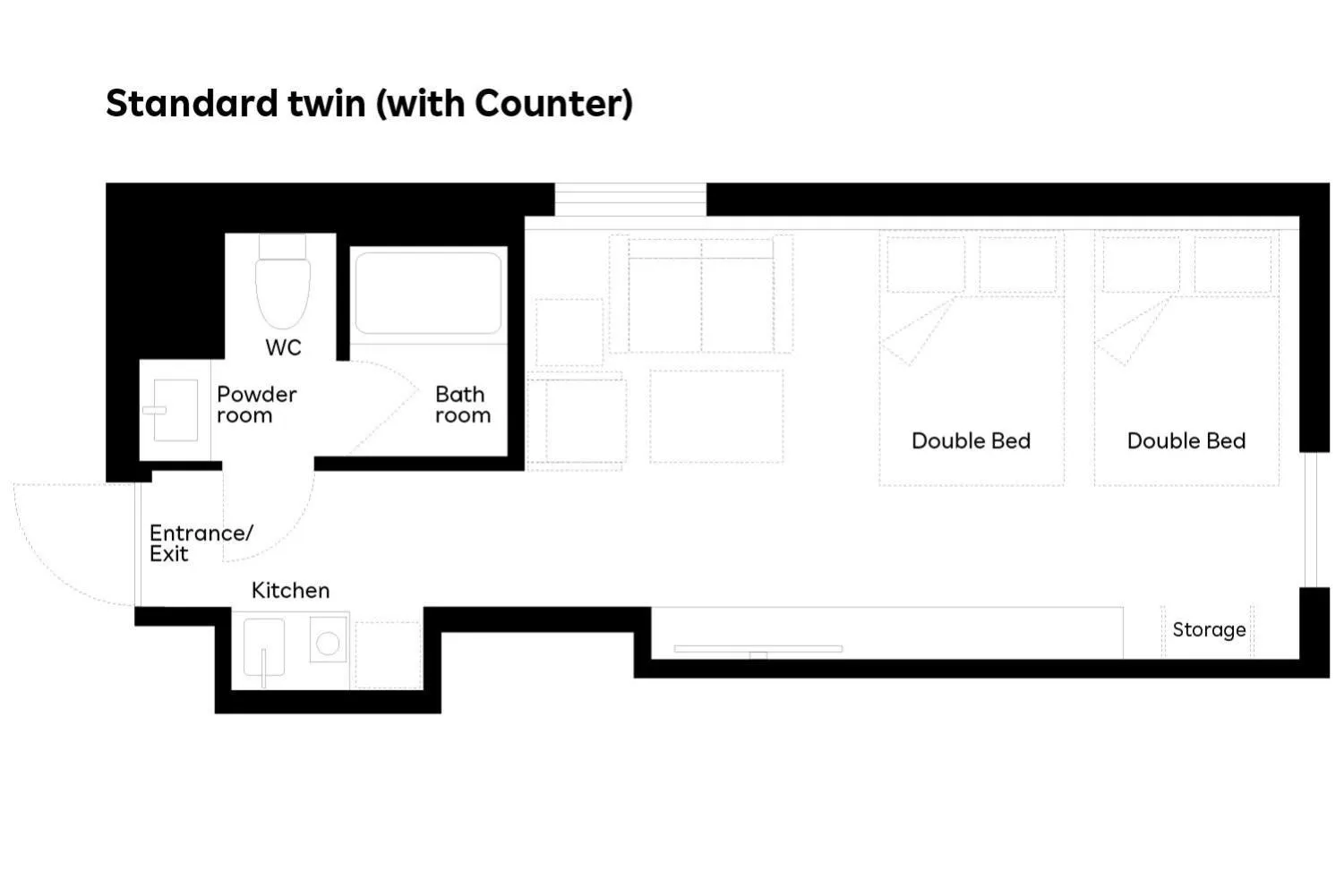 Rakuten STAY Kokura Station Standard Twin Room with counter table