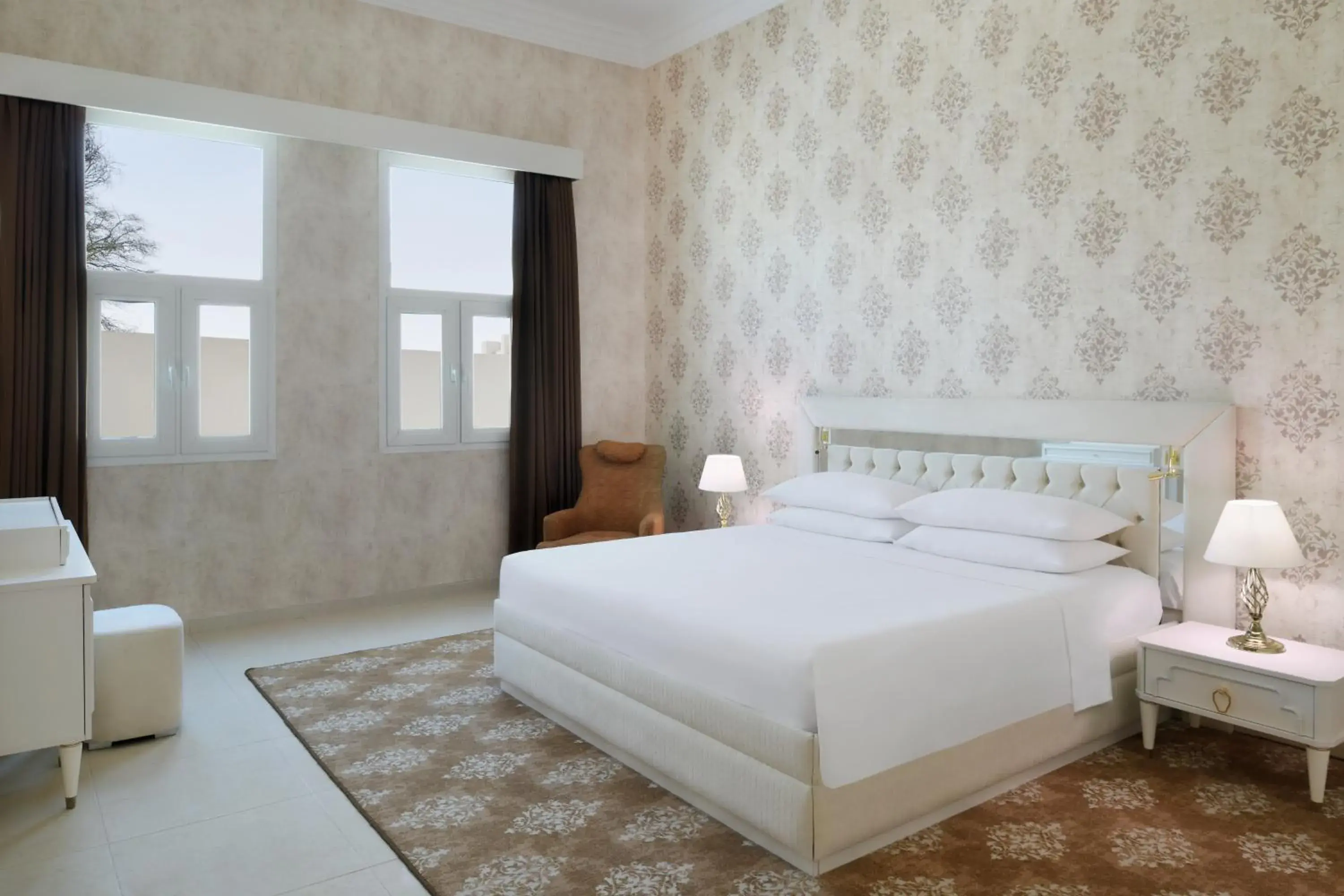 TV and multimedia, Bed in Al Samriya Hotel, Doha, Autograph Collection TV and multimedia, Bed in Al Samriya Hotel, Doha, Autograph Collection