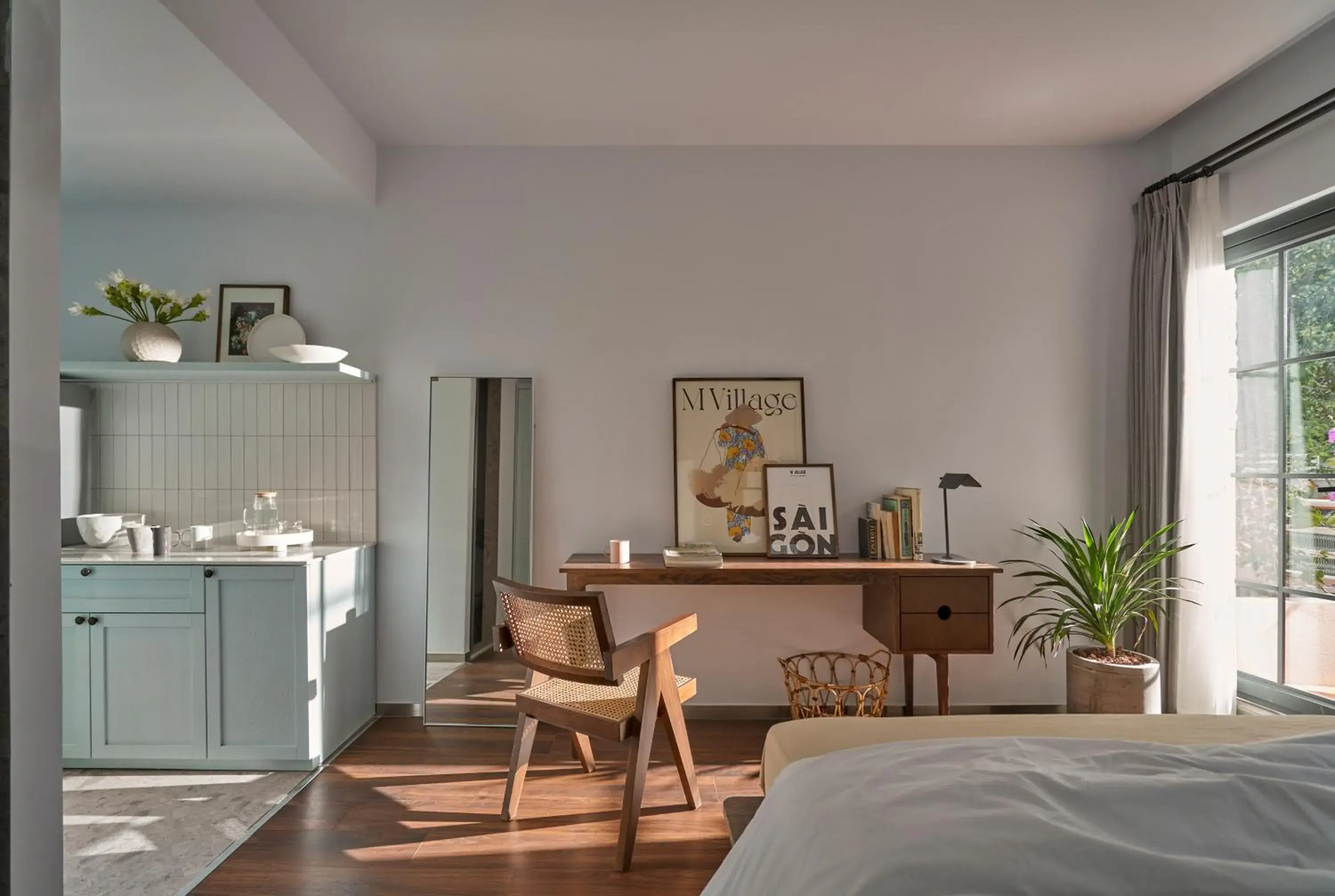 Kitchen or kitchenette, Bed in M Village Living Tú Xương Kitchen or kitchenette, Bed in M Village Living Tú Xương