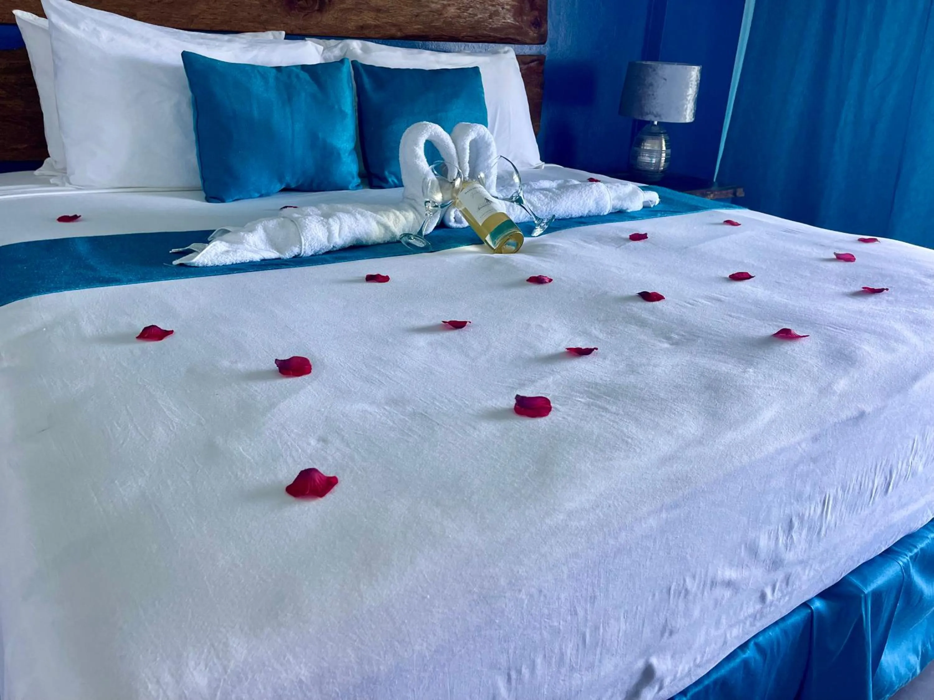 Bed in Sand and Tan Beach Hotel