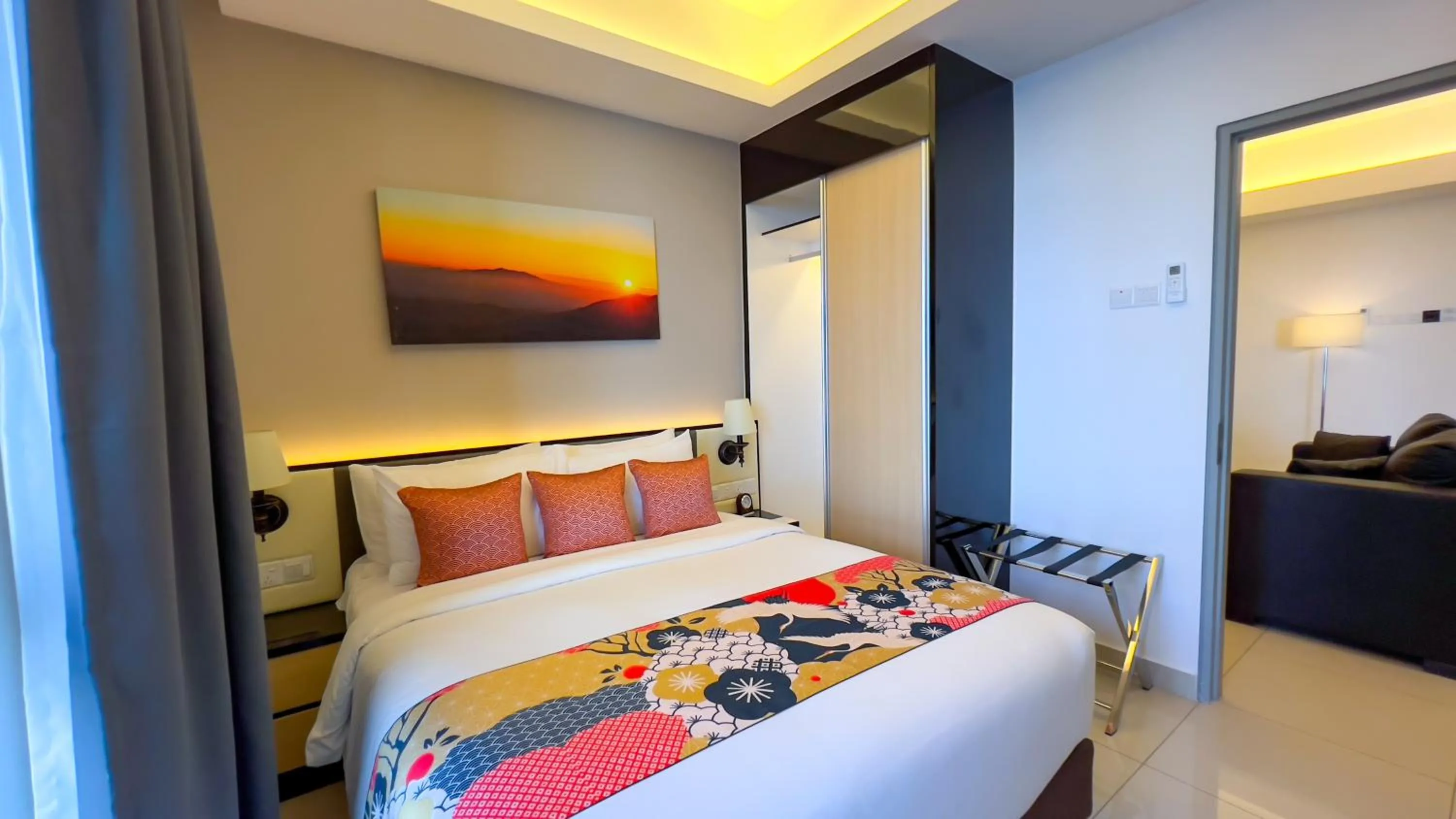 Bed in The Yanné, Onsen Hotel