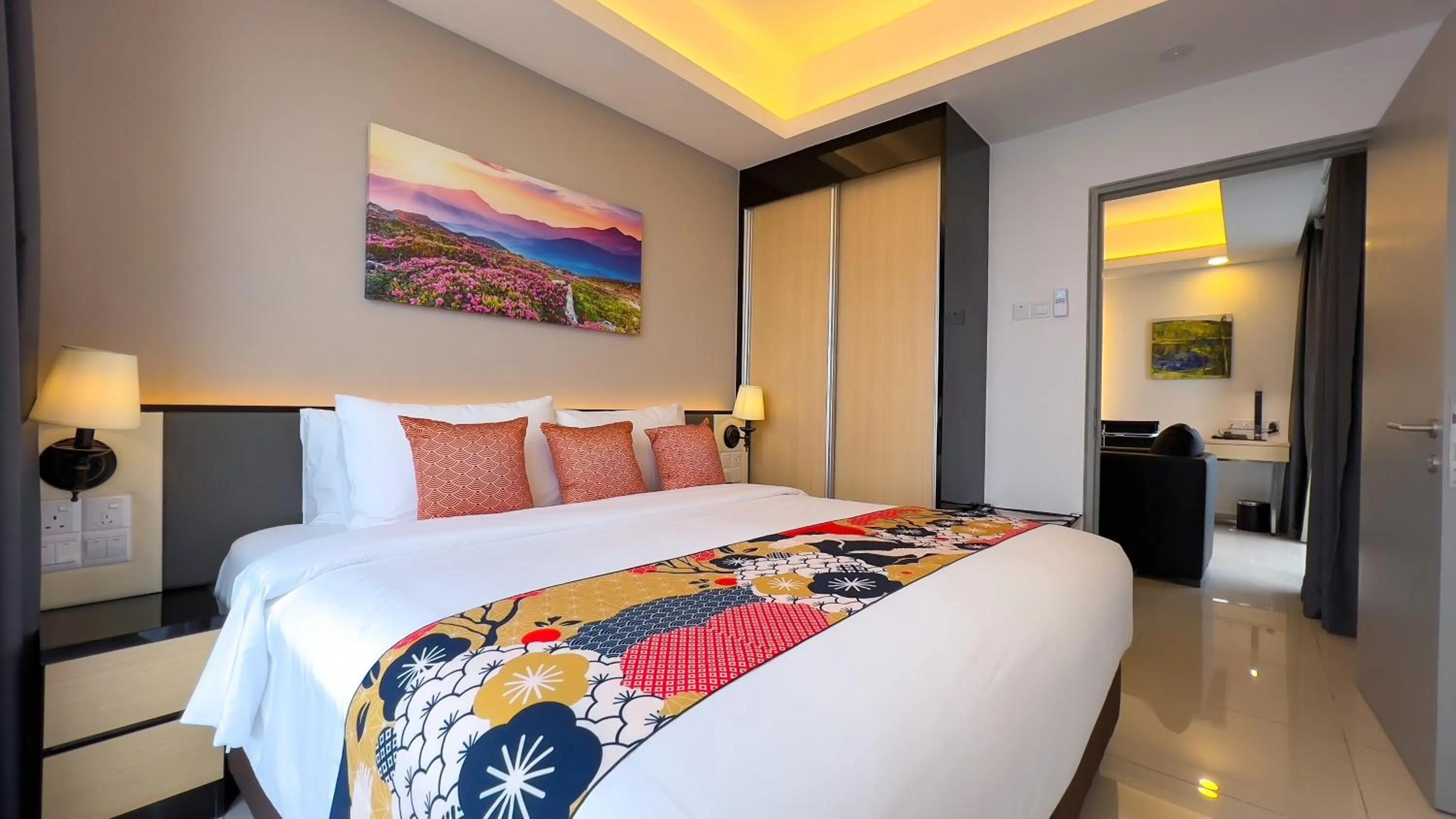 Bed in The Yanné, Onsen Hotel