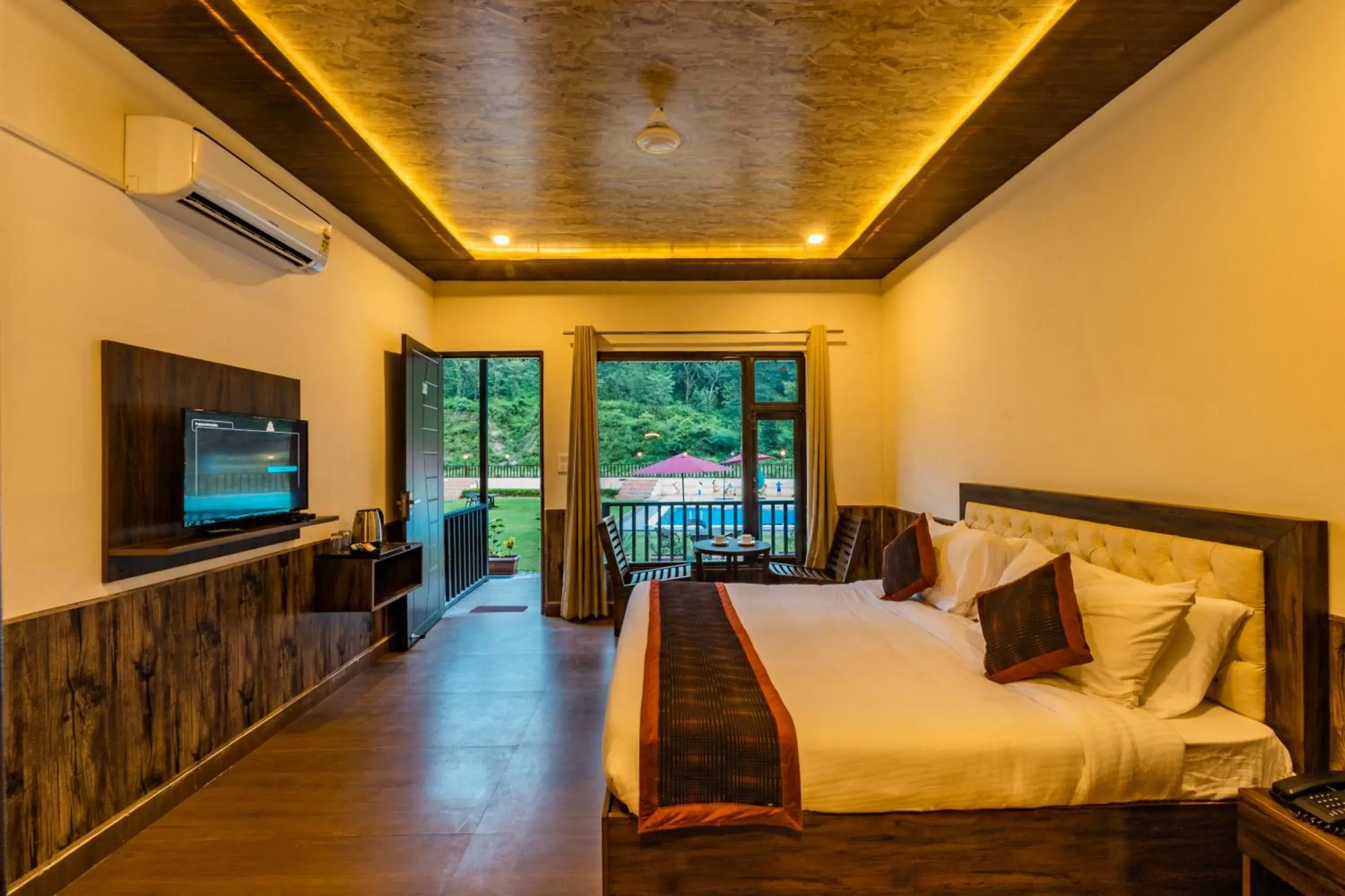Bed in DLS MJ River Resort, Rishikesh Bed in DLS MJ River Resort, Rishikesh