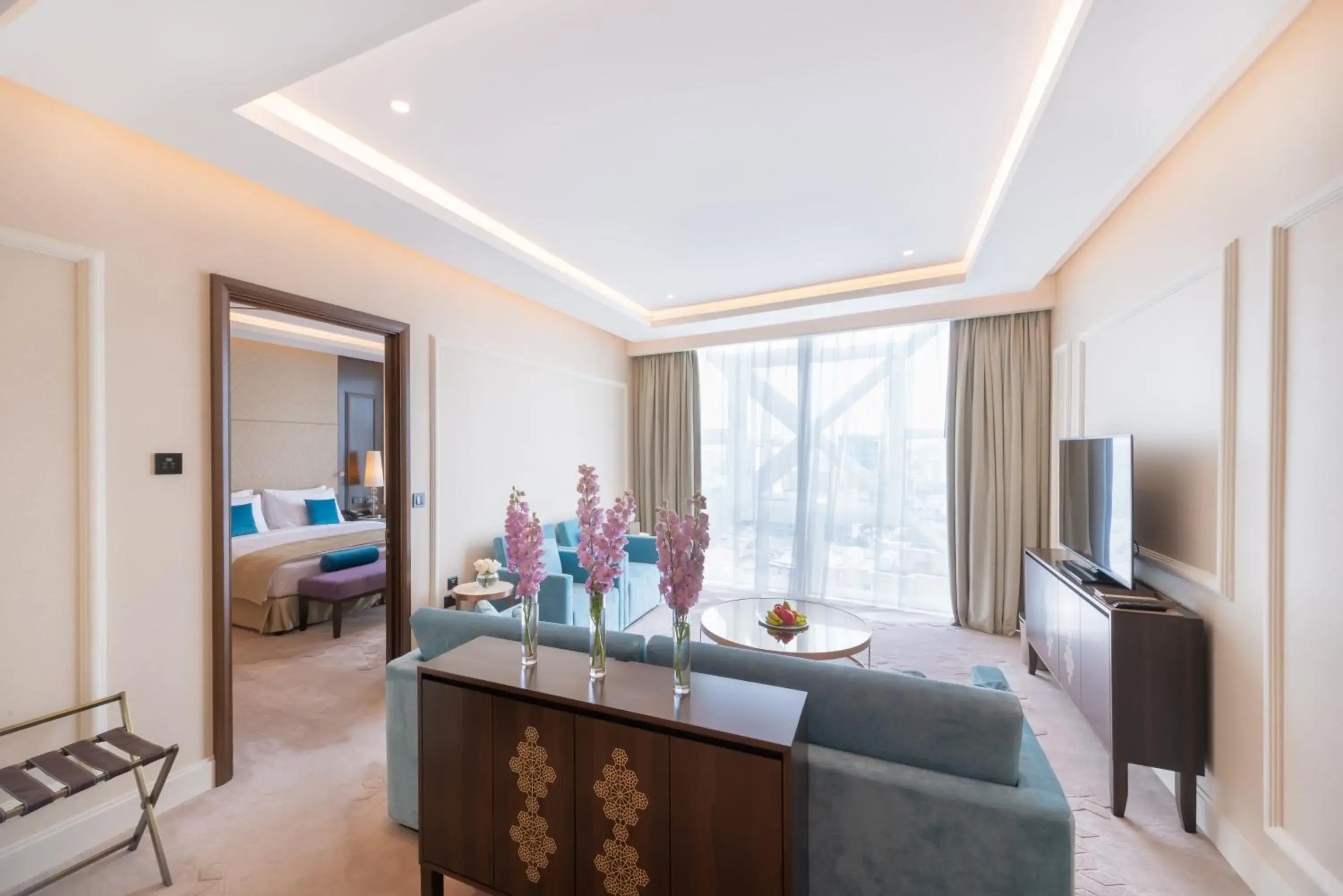 Communal lounge/ TV room, Bed in Shaza Doha Communal lounge/ TV room, Bed in Shaza Doha