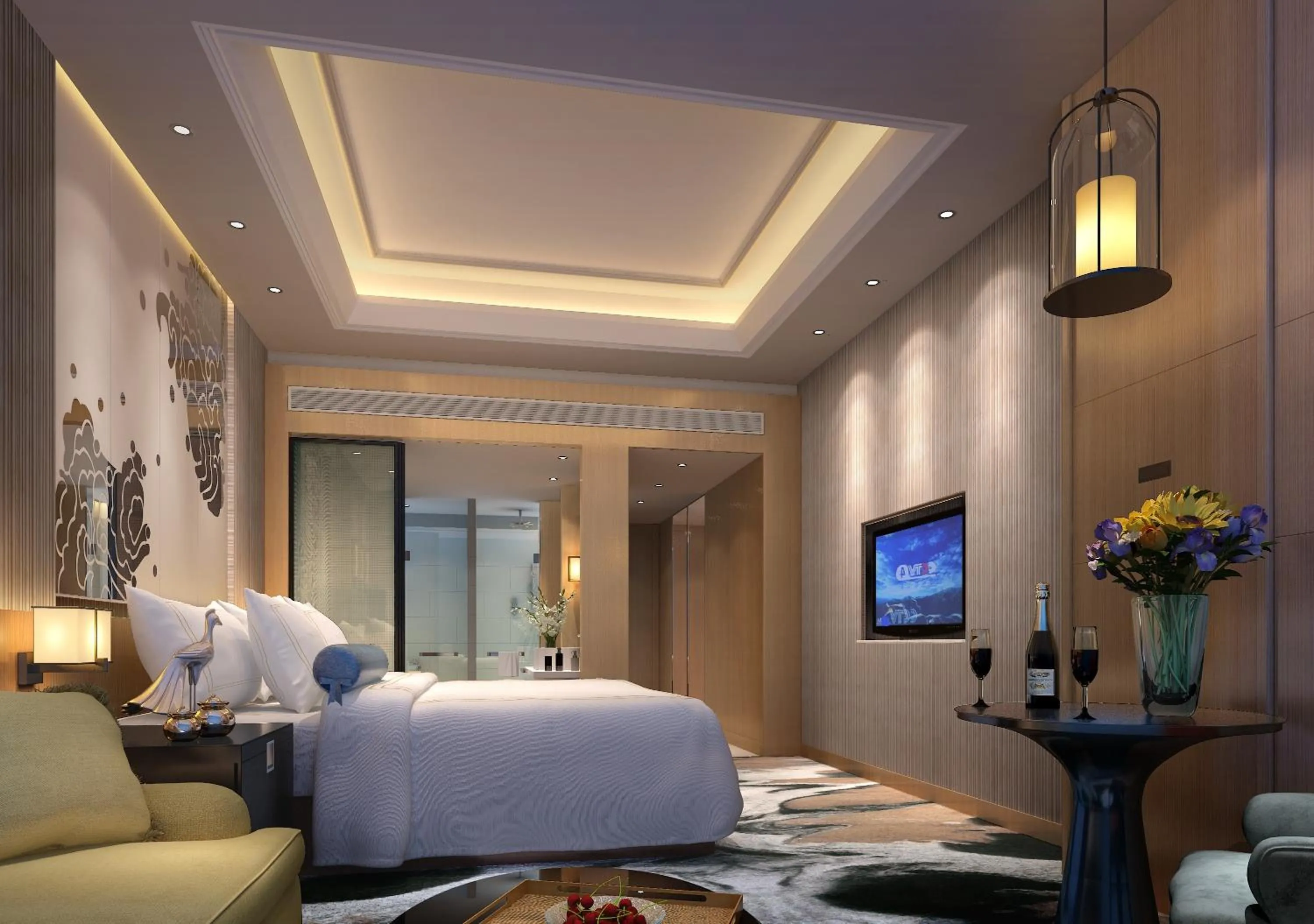 Photo of the whole room, Bed in Yangzhong Firth Jinling Grand Hotel
