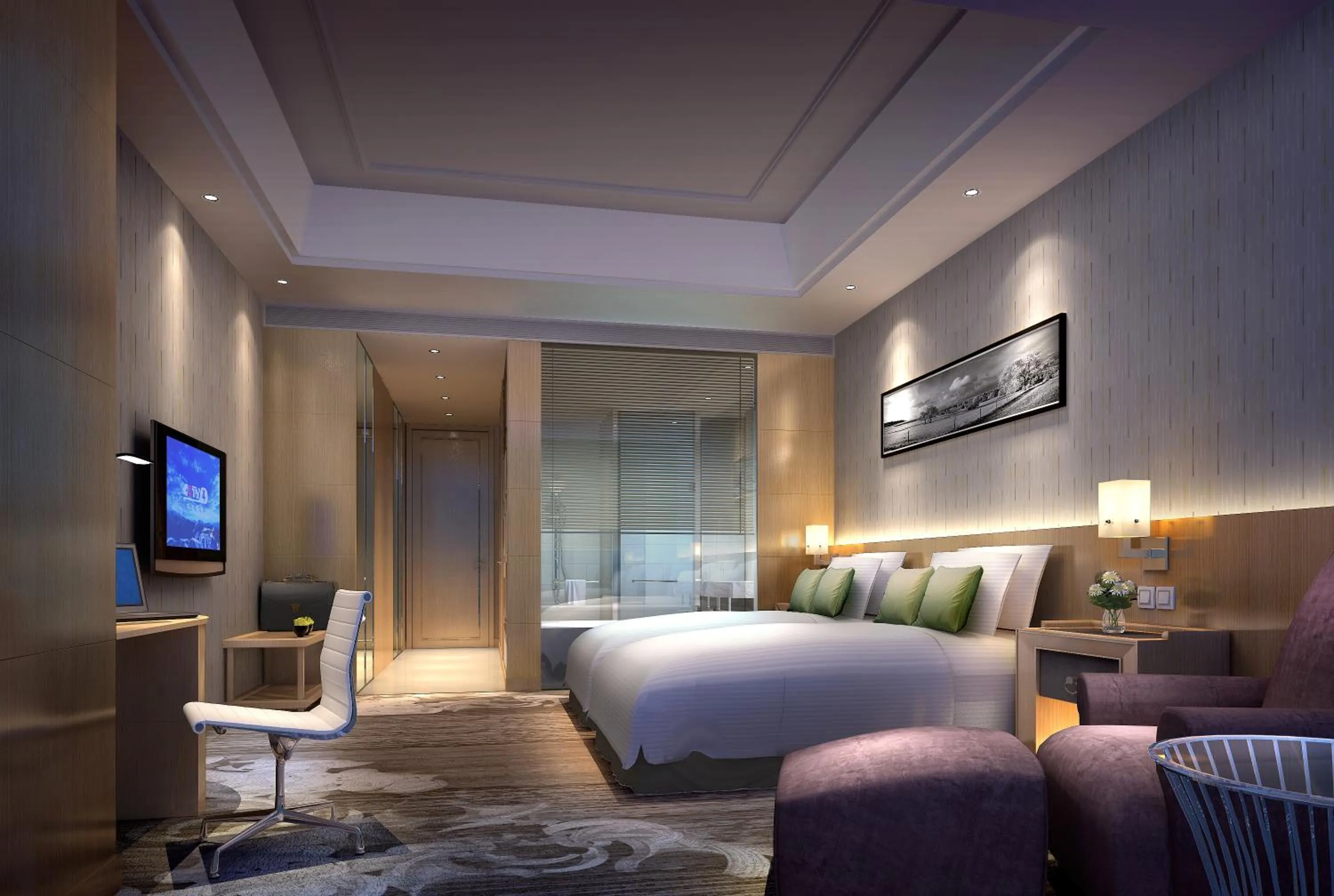 Photo of the whole room, Bed in Yangzhong Firth Jinling Grand Hotel